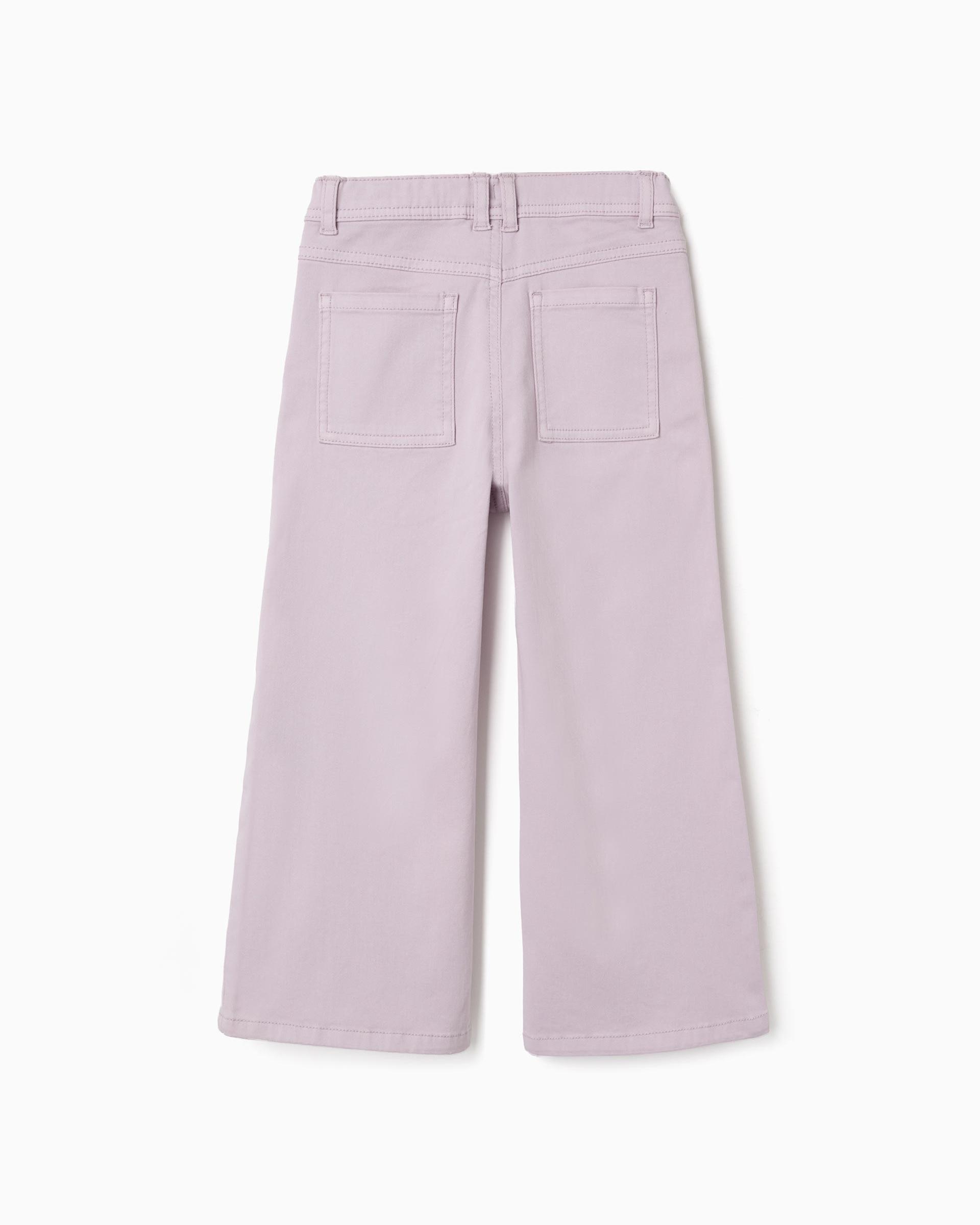 Pantálon de niña de sarga y de pierna ancha - Zippy - Morado Morado-3