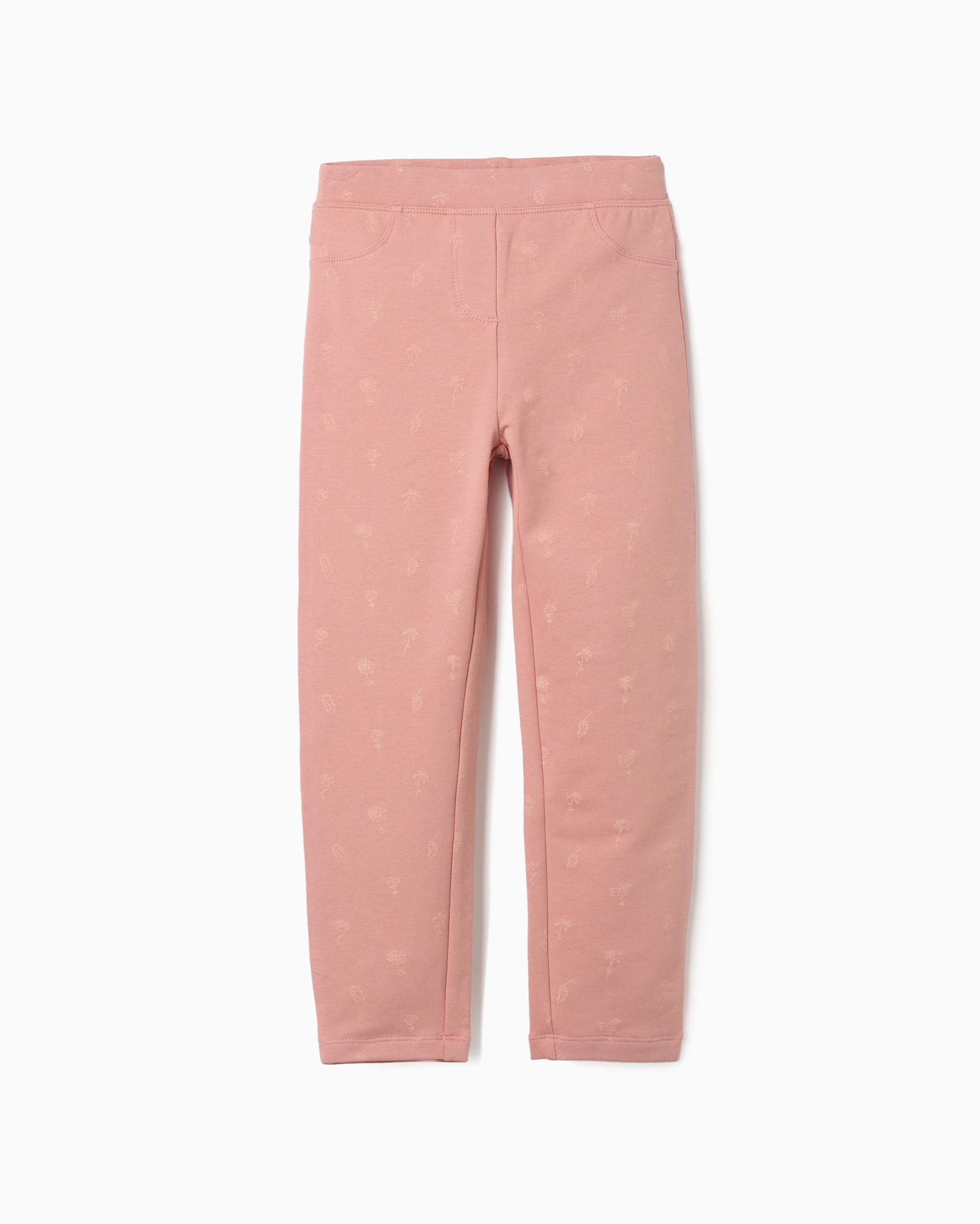 Leggins de niña pitillo y con forro perchado - Zippy - Rosa Rosa-1