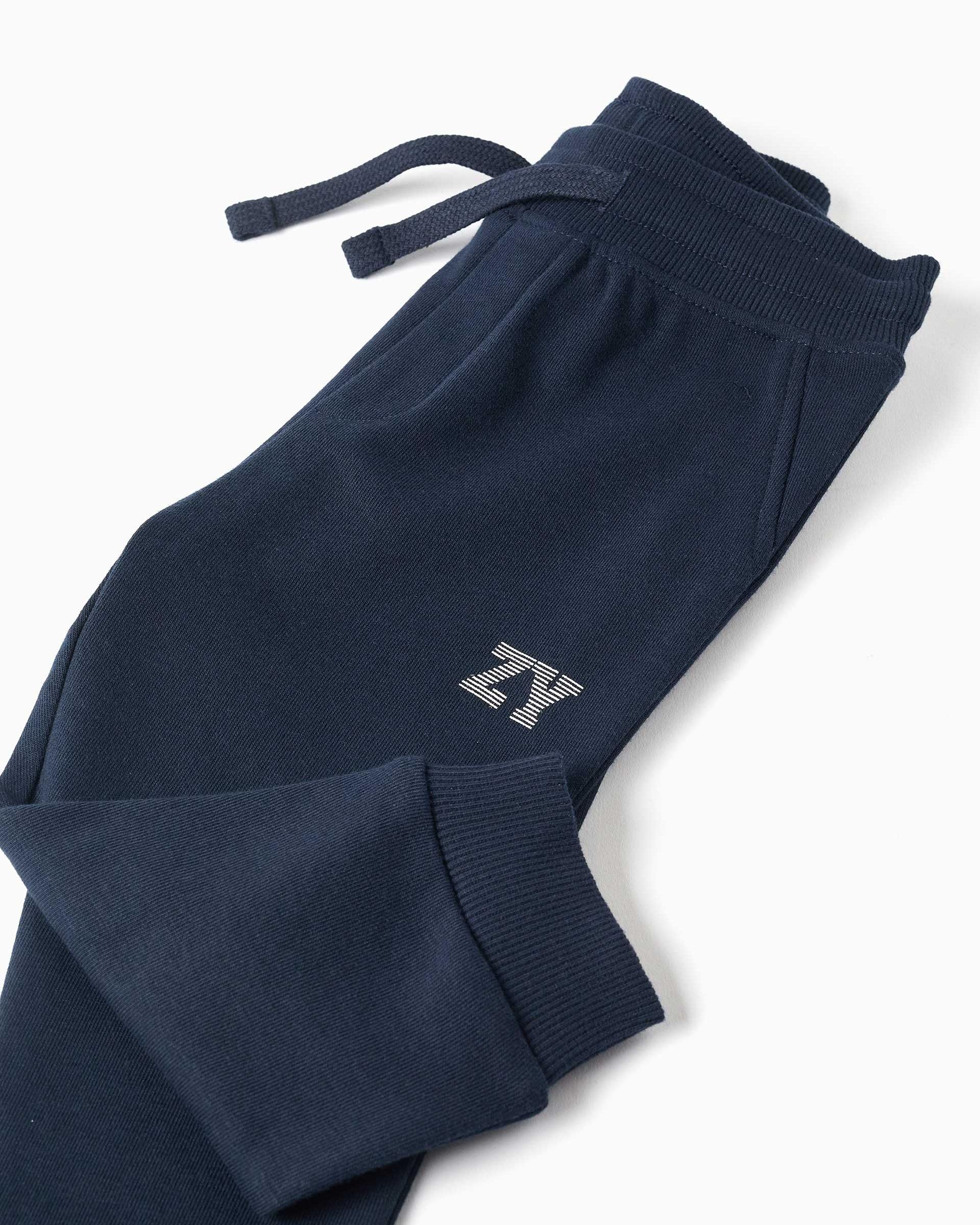 Pantalón deportivo de bebé niño de felpa y con cordón - Zippy - Azul marino Azul marino-2