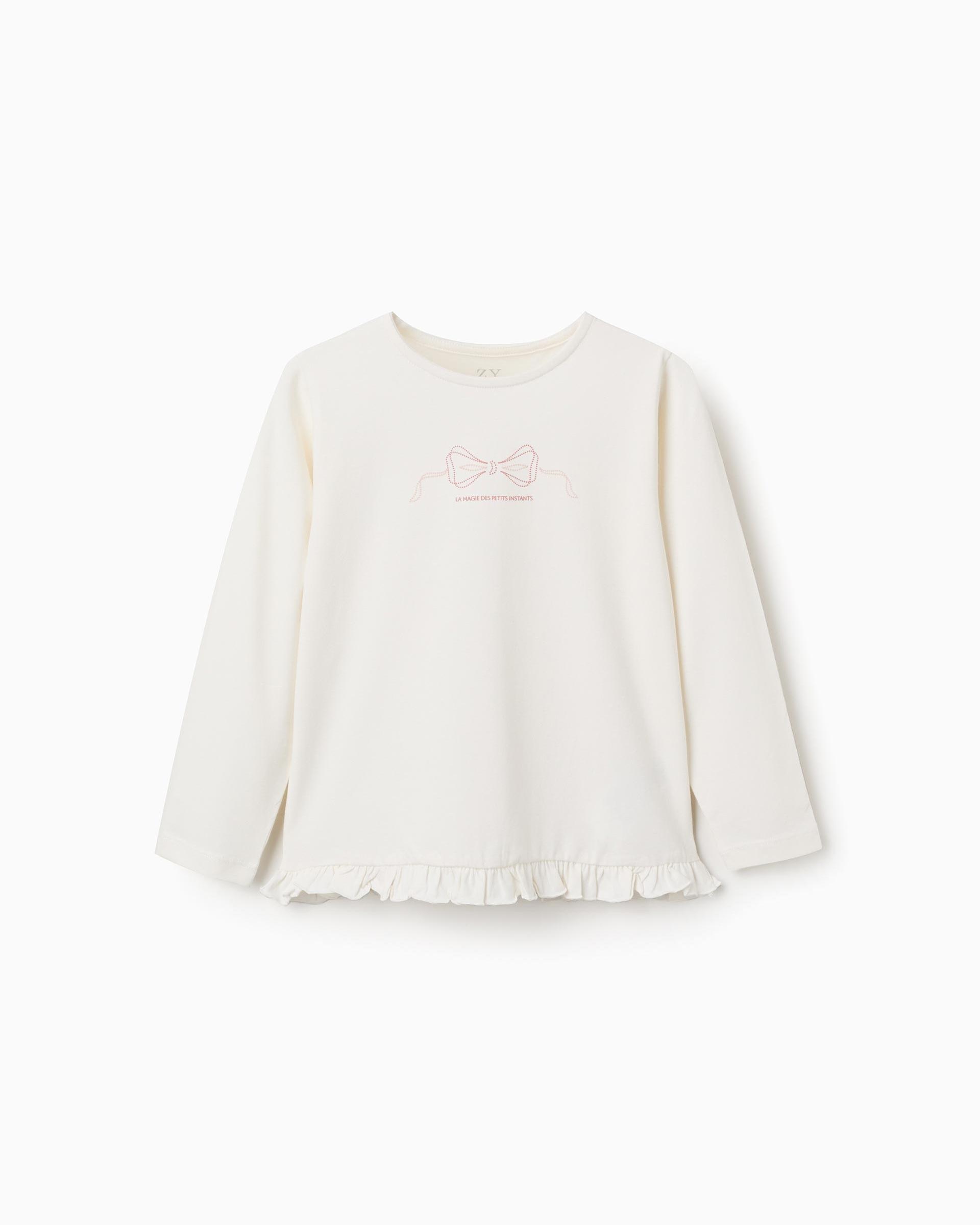 Camiseta de niña de algodón y con volantes - Zippy - Blanco Blanco-1