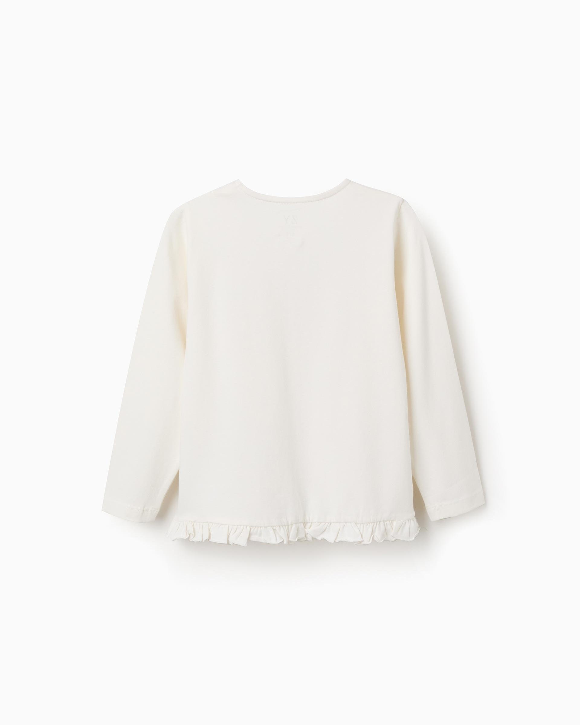 Camiseta de niña de algodón y con volantes - Zippy - Blanco Blanco-3