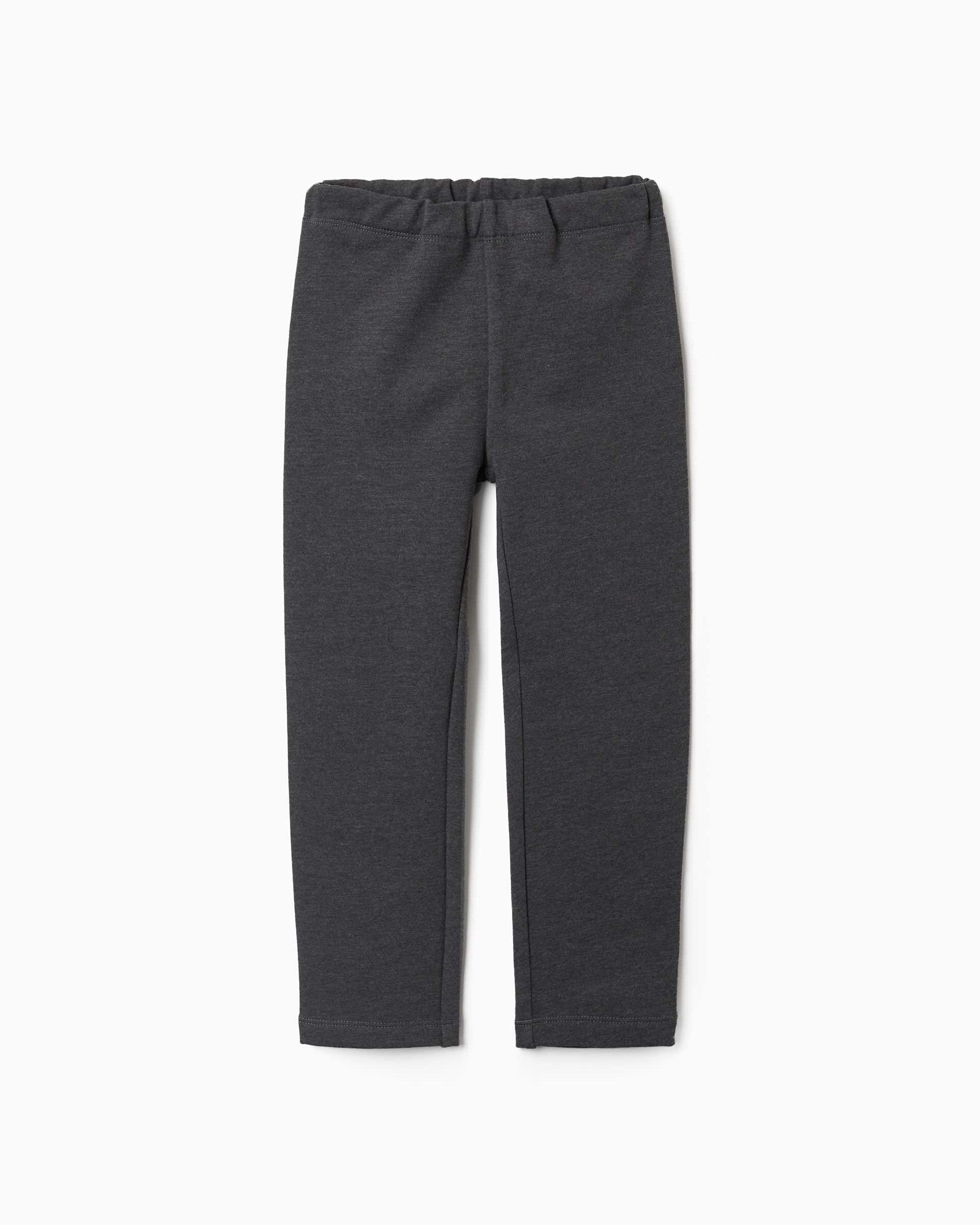 Leggins de niña pitillo y con forro perchado - Zippy - Gris oscuro Gris oscuro-1