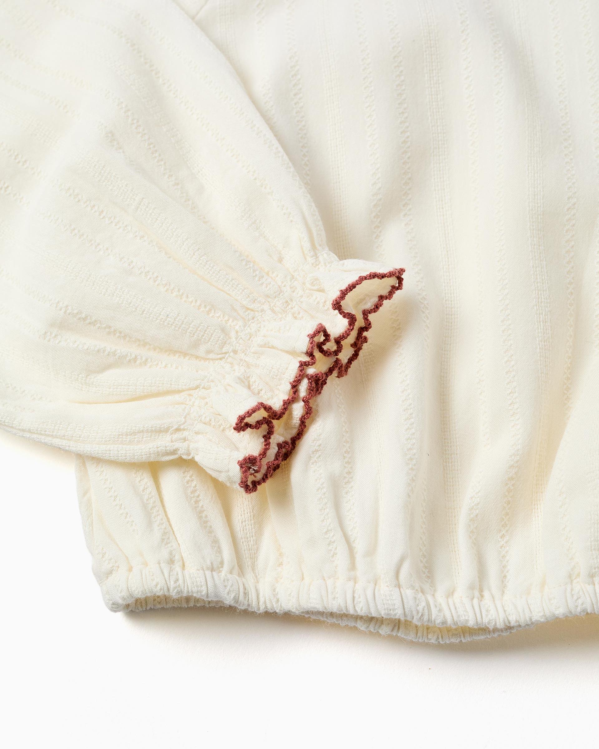 Blusa de niña 100% algodón y con flores bordadas - Zippy - Blanco Blanco-2