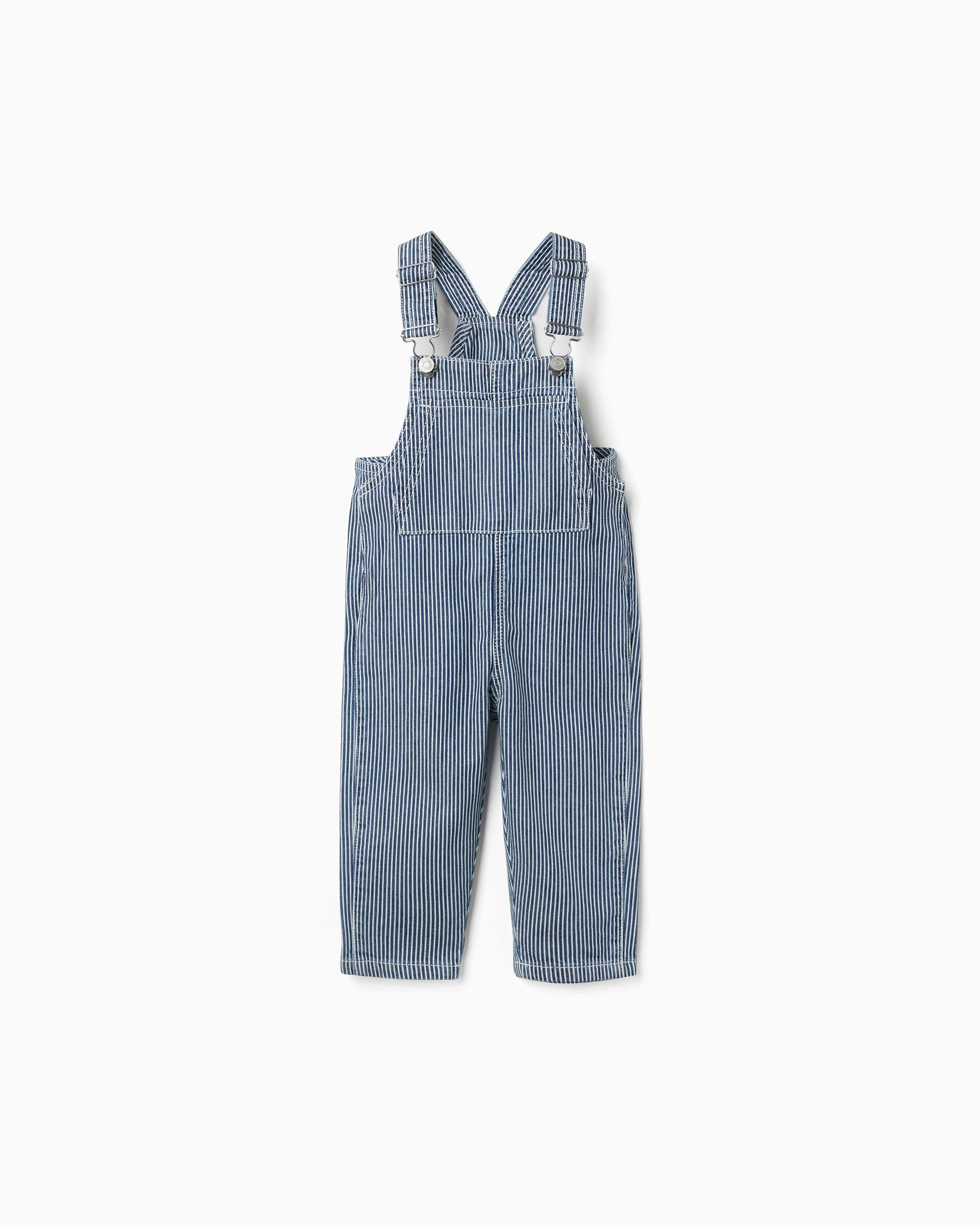 Imagen 0 de Peto de bebé niño 100% algodón y a rayas Azul