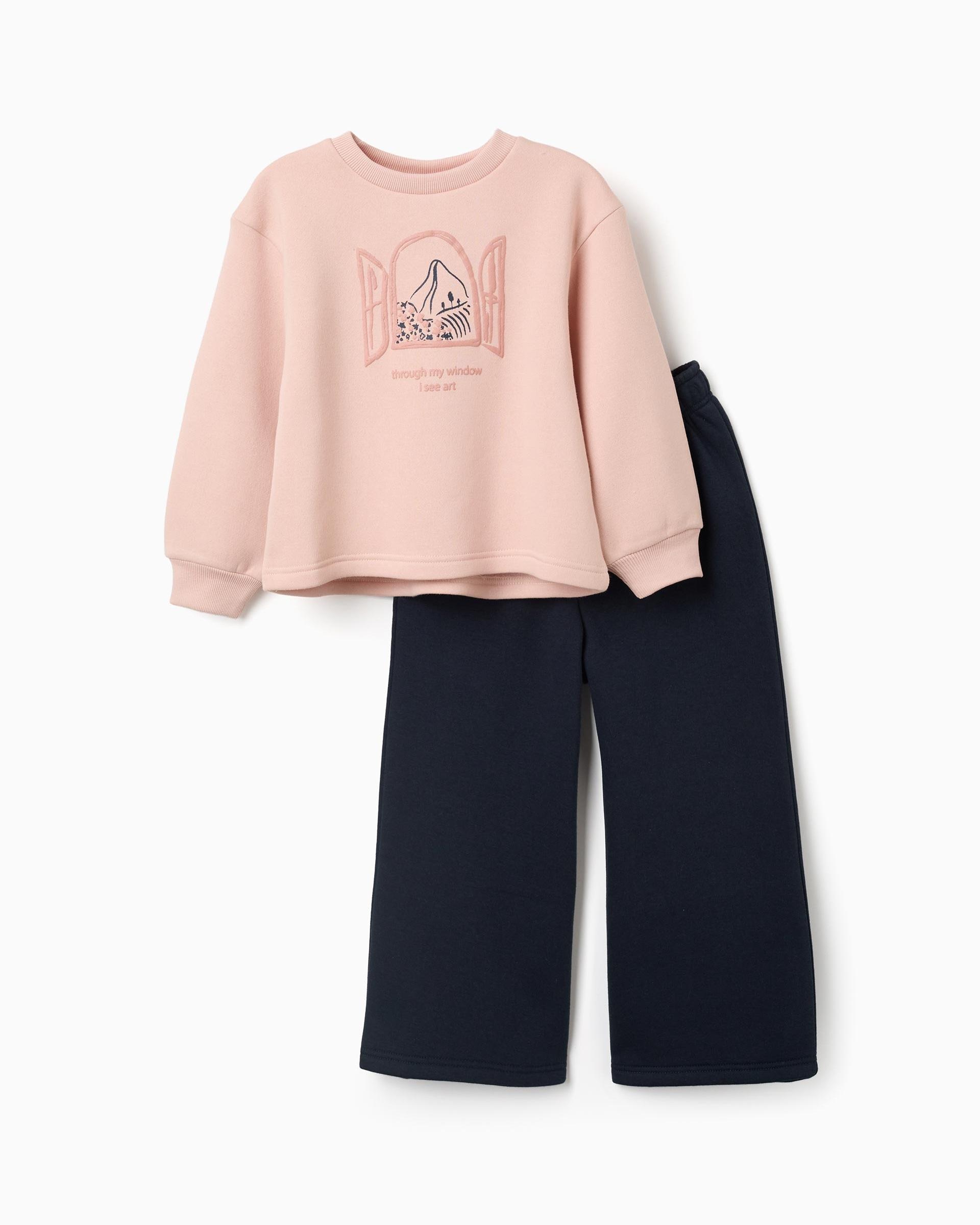 Imagen 0 de Chándal de niña perchado y con estampado Rosa