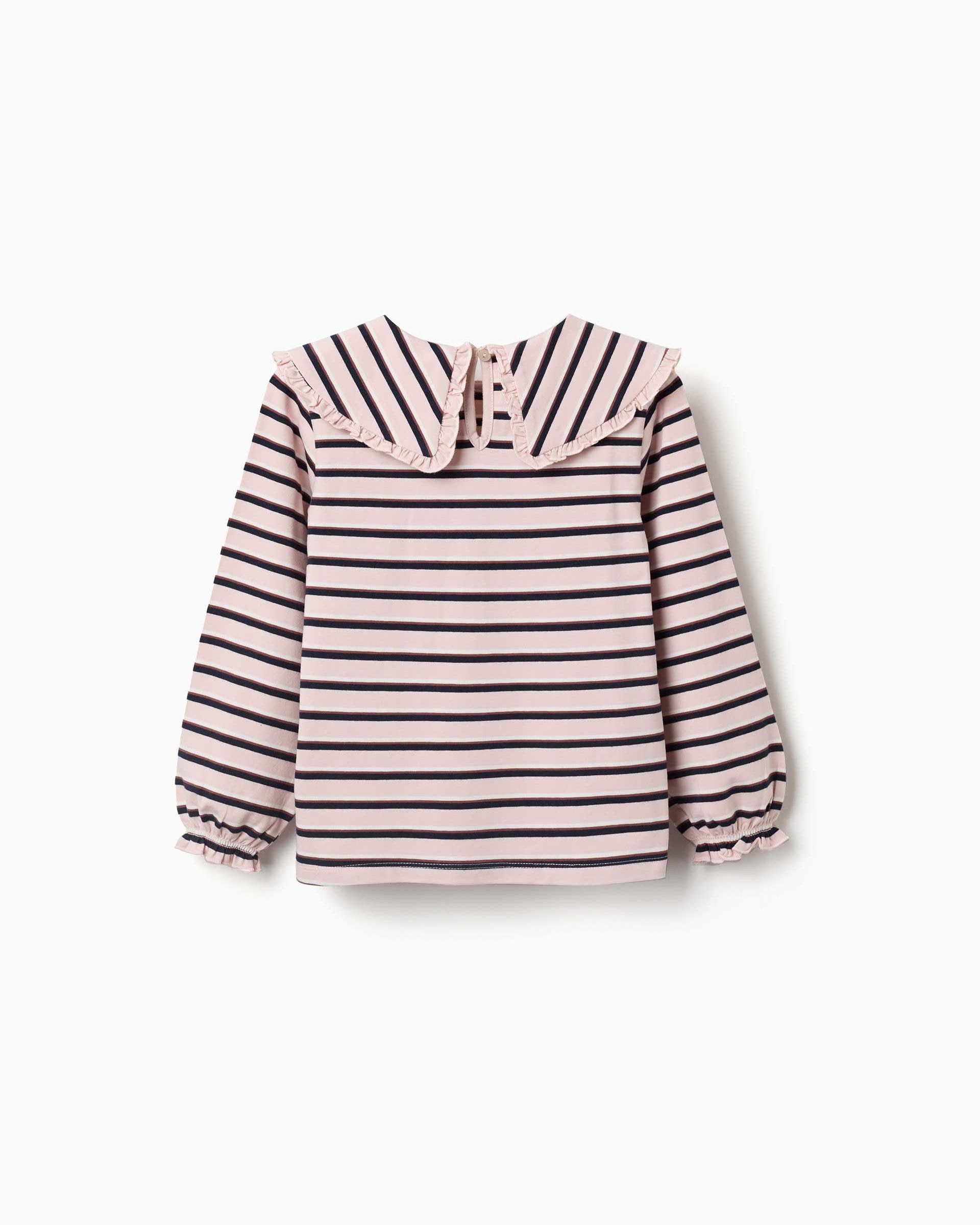 Camiseta de niña de algodón y a rayas - Zippy - Rosa Rosa-3