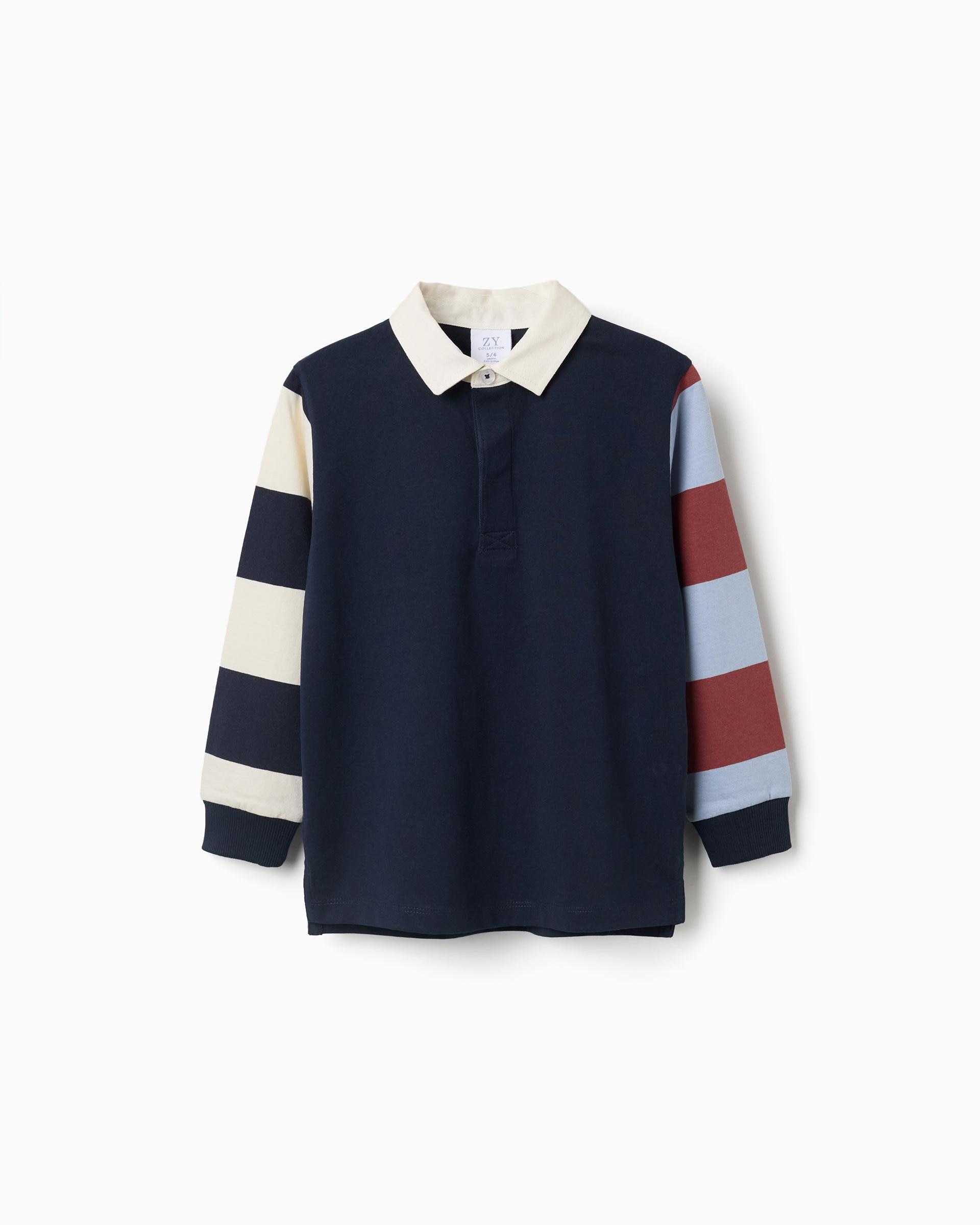 Polo de niño 100% algodón y a rayas - Zippy - Azul marino Azul marino-1