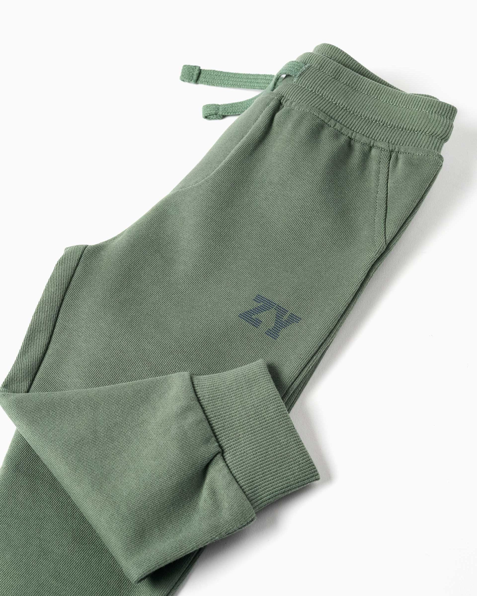Pantalón deportivo de bebé niño de felpa y con cordón - Zippy - Verde oscuro Verde oscuro-2