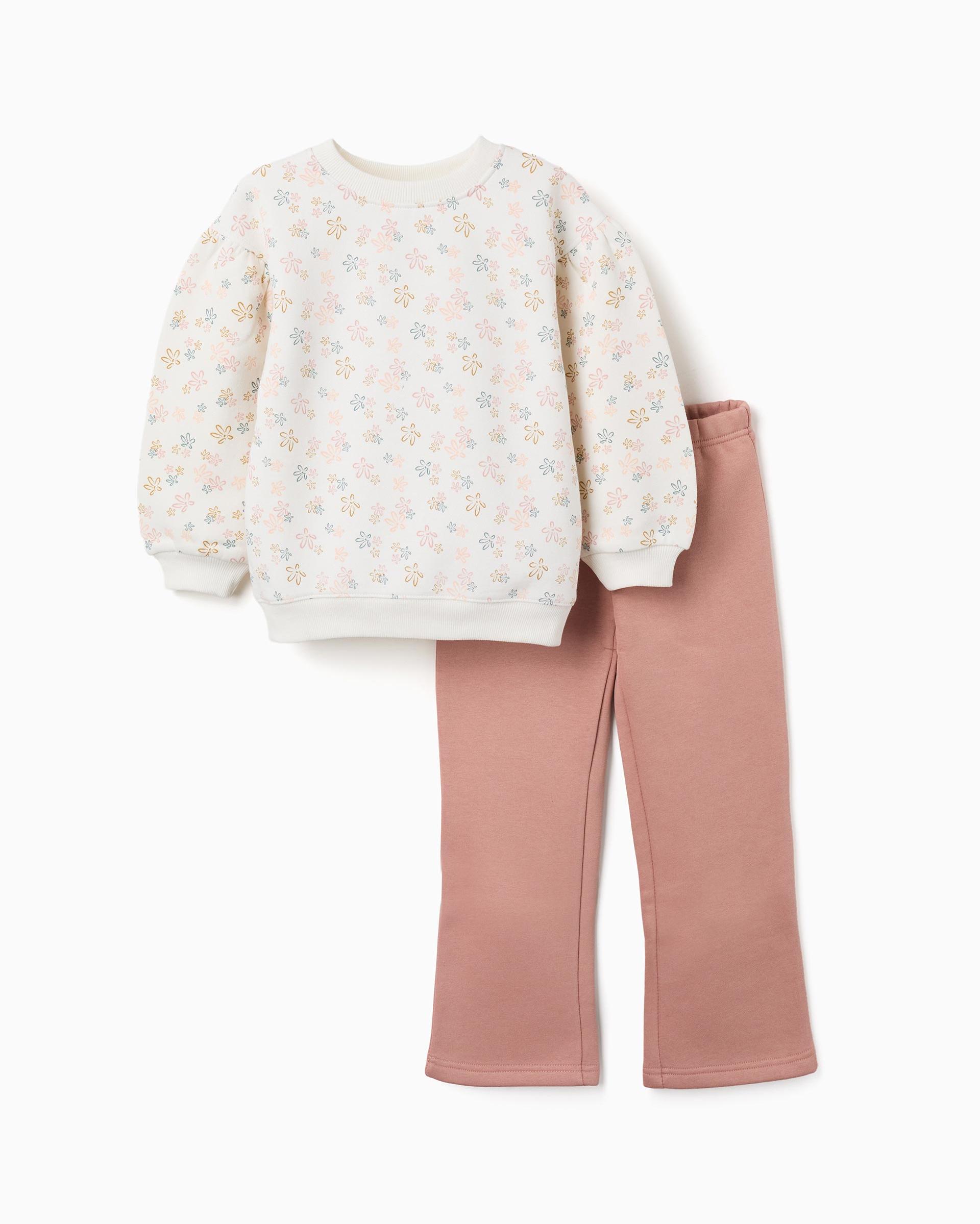Chándal de niña perchado con estampado floral - Zippy - Blanco Blanco-1