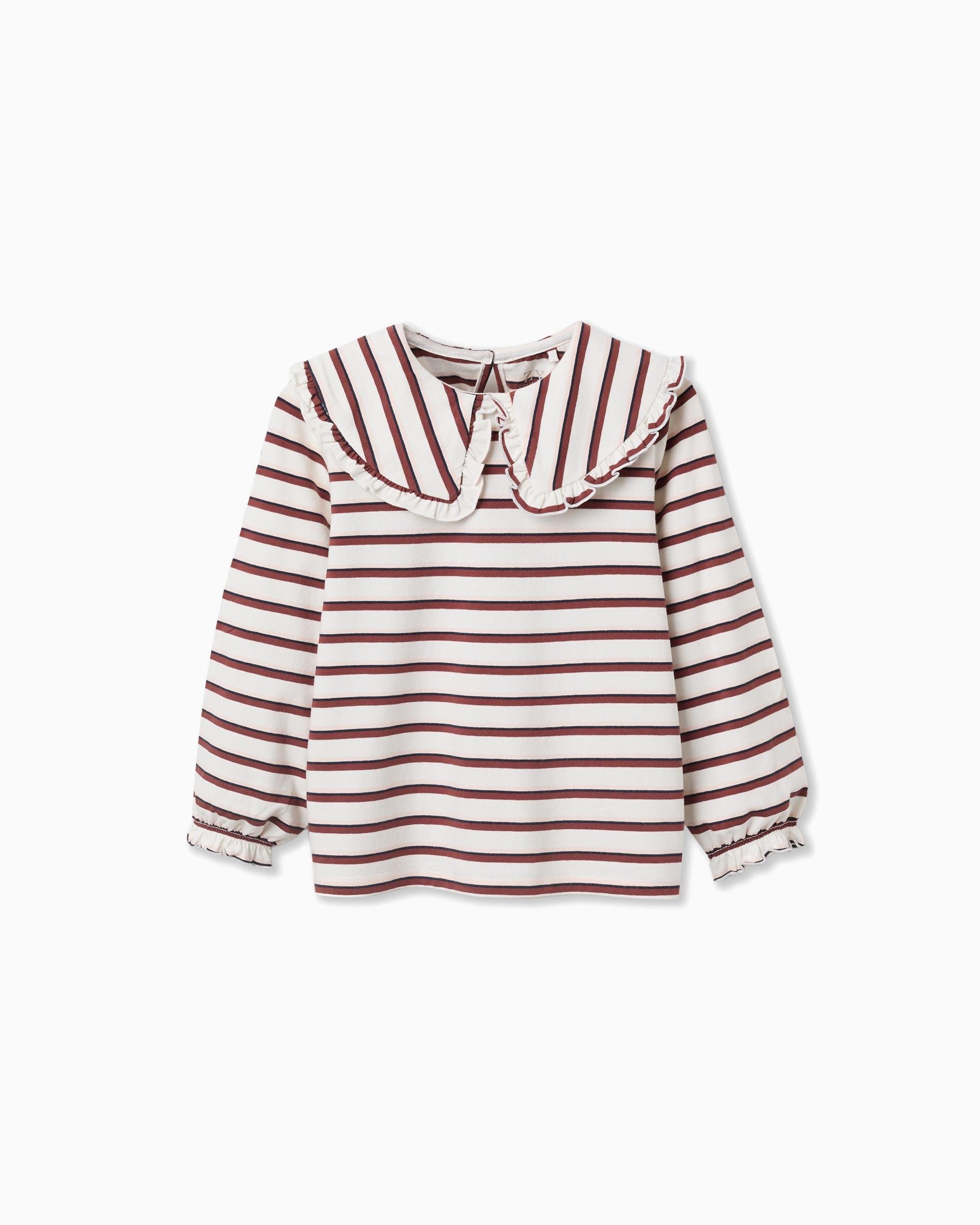 Camiseta de niña de algodón y a rayas - Zippy - Blanco Blanco-1