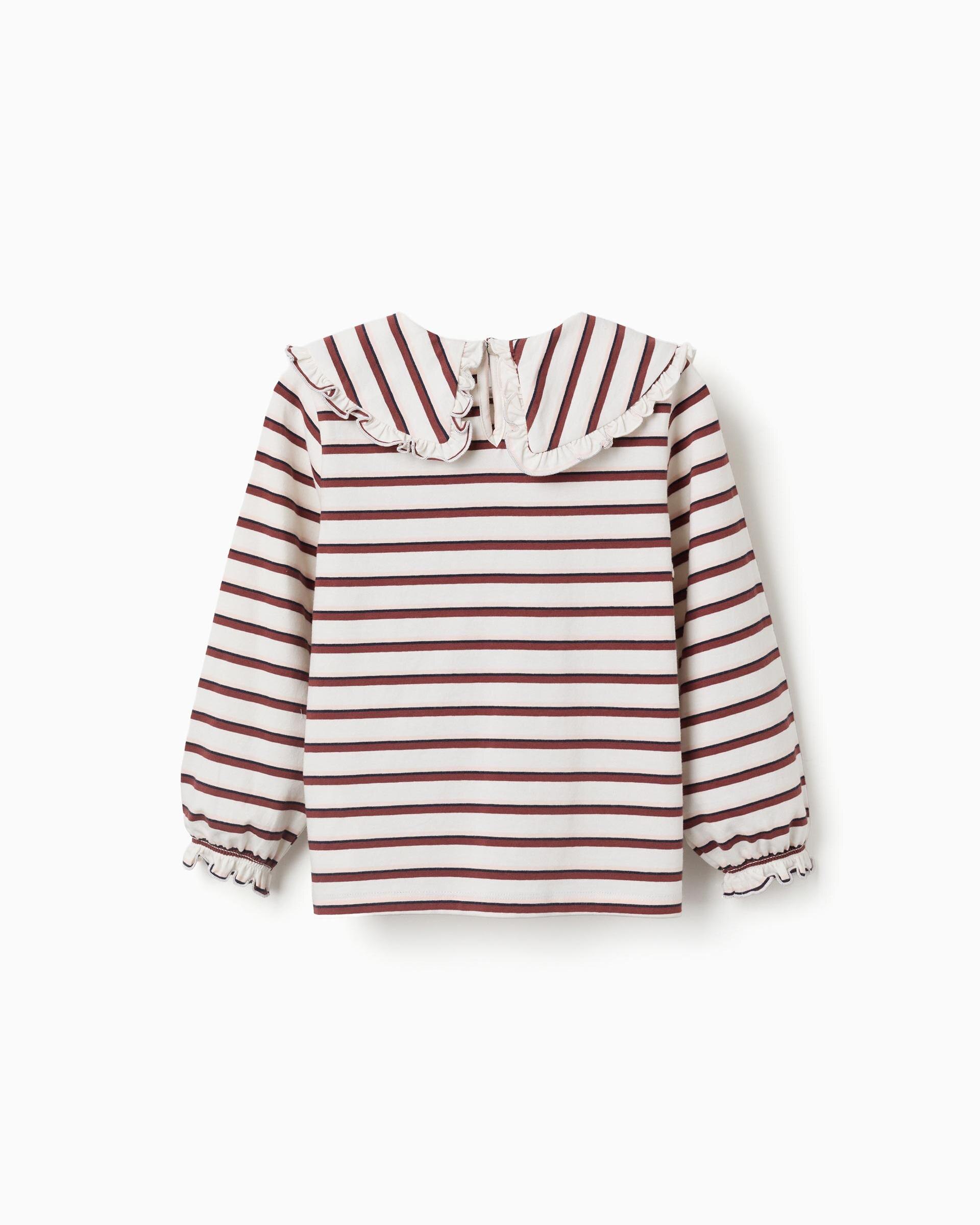 Camiseta de niña de algodón y a rayas - Zippy - Blanco Blanco-3