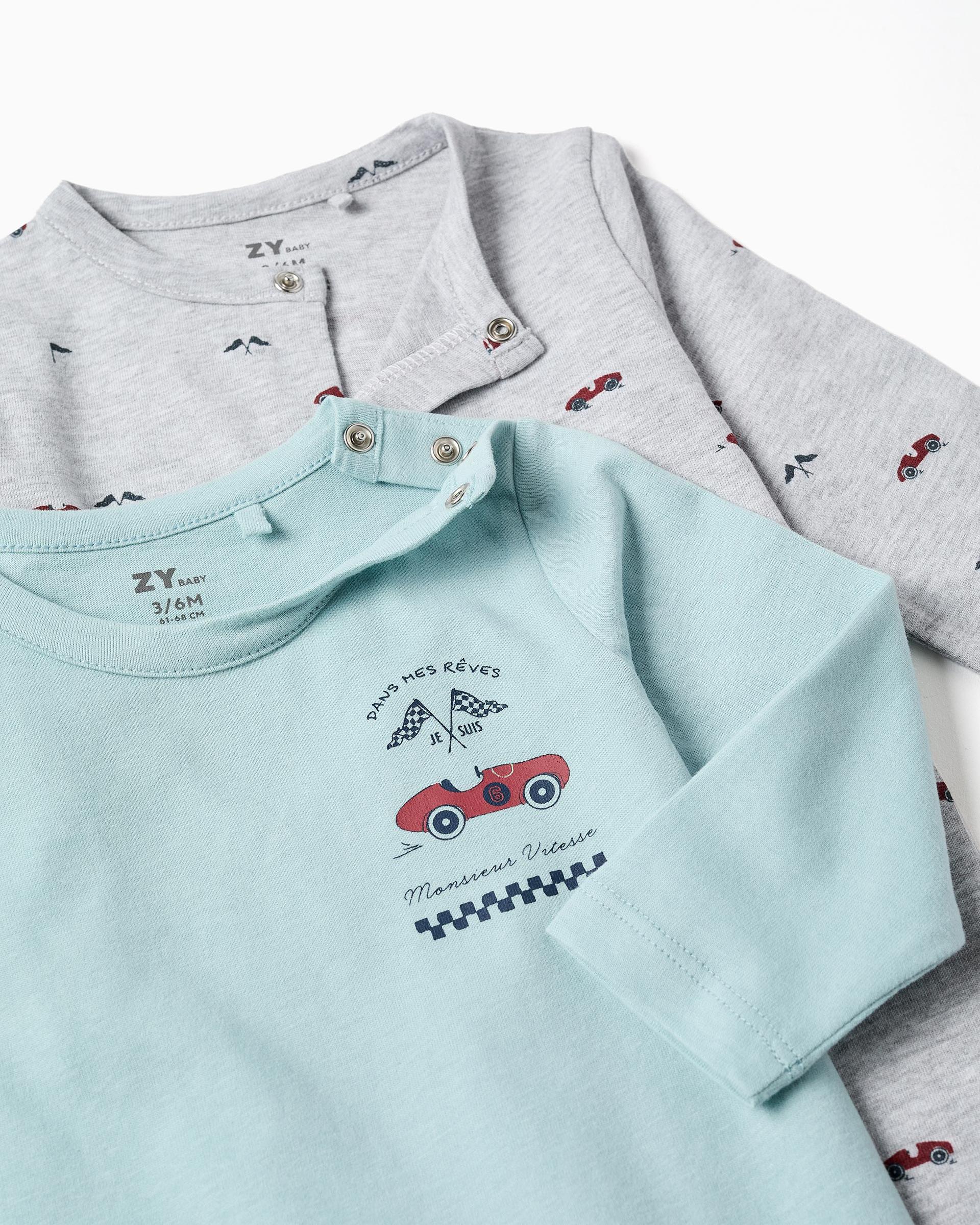 Pack de 2 peleles de bebé niño 100% algodón y con estampado de coches - Zippy - Multicolor Multicolor-2