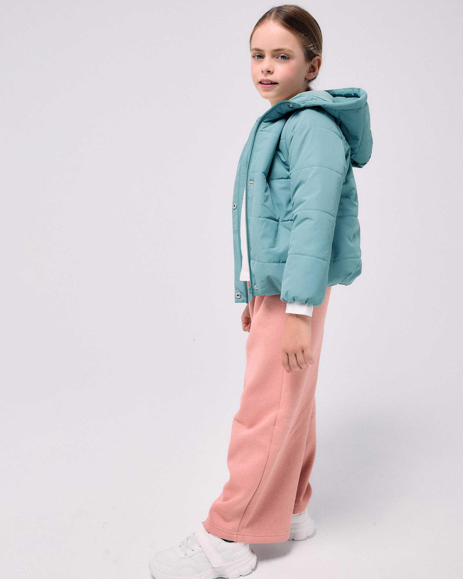 Plumífero de niña con capucha y forro polar - Zippy - Verde claro Verde claro-1