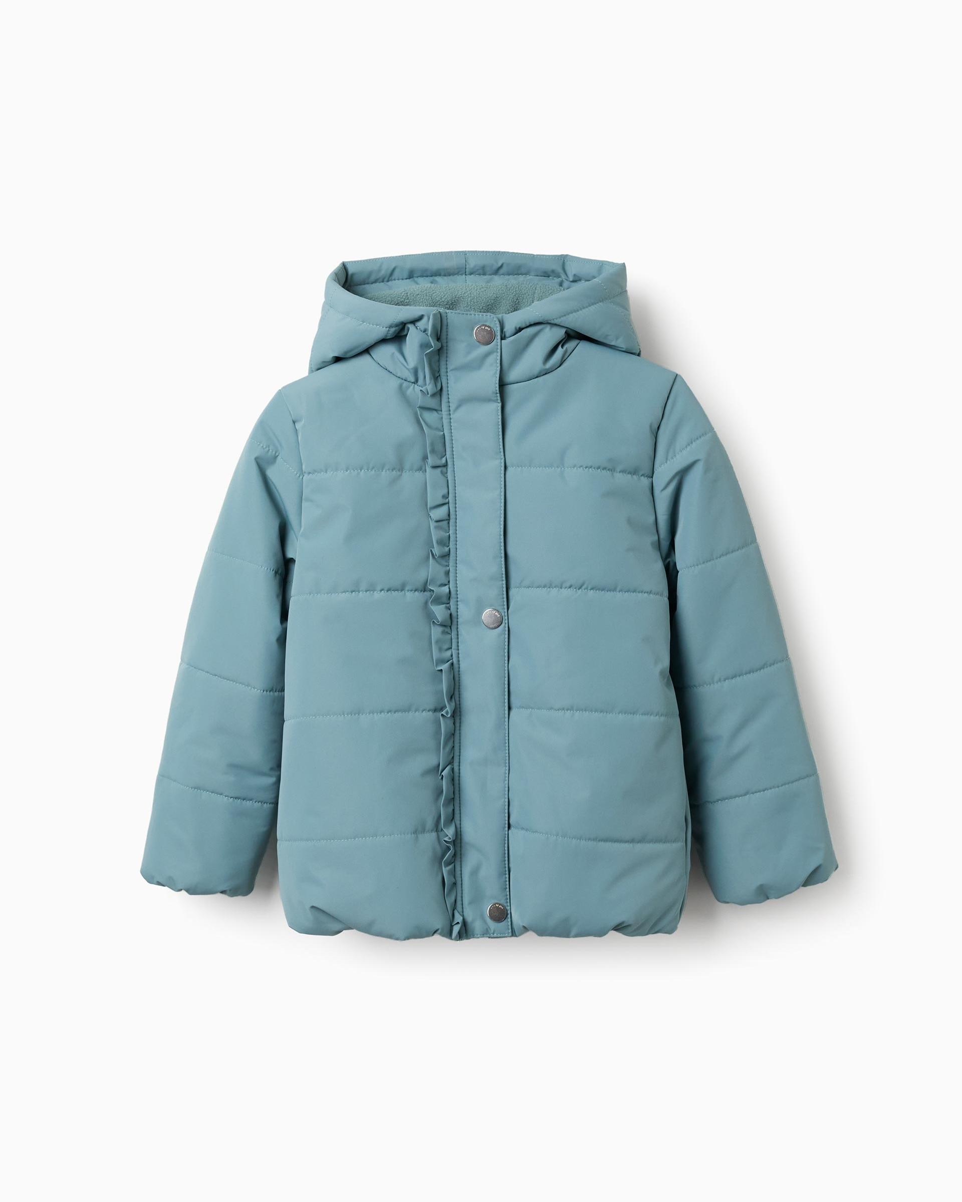 Plumífero de niña con capucha y forro polar - Zippy - Verde claro Verde claro-3