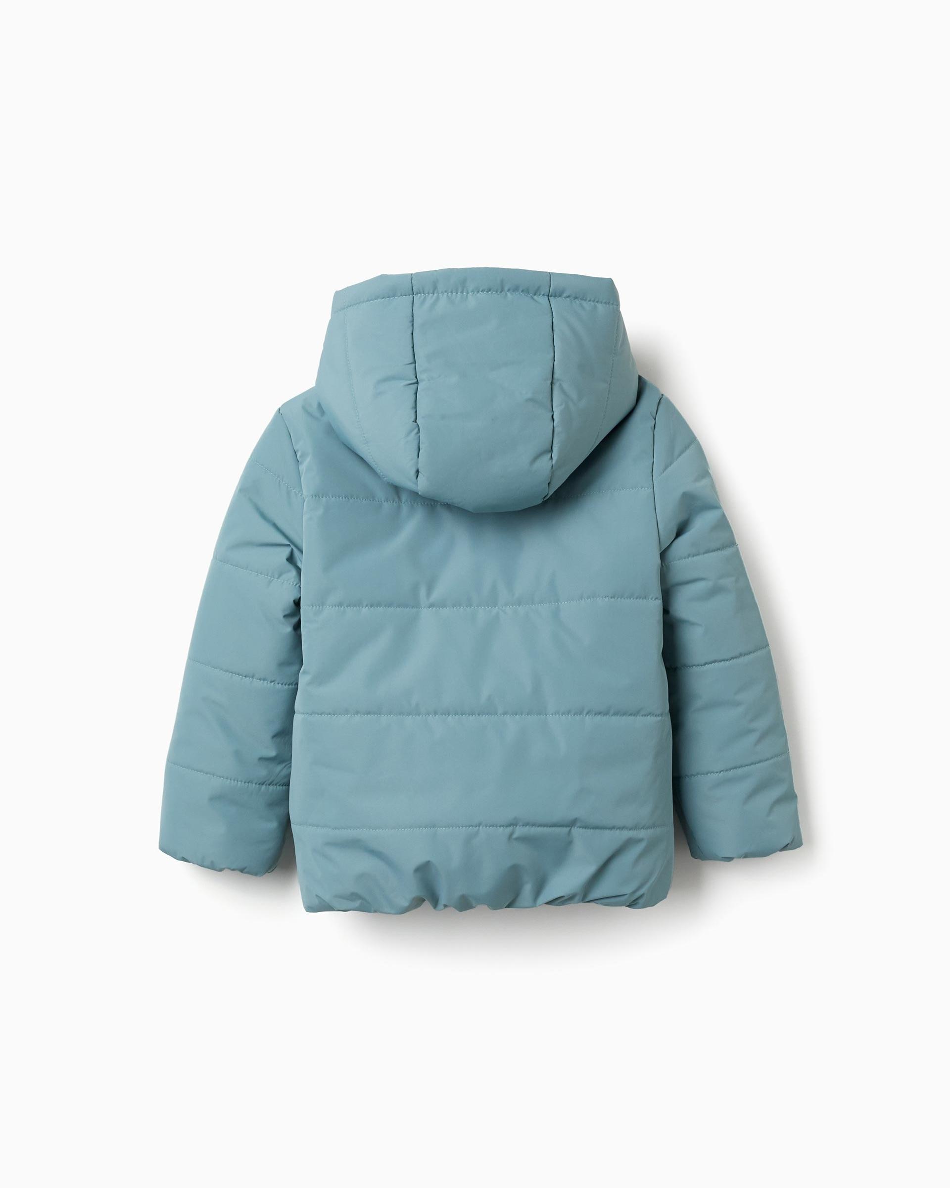 Plumífero de niña con capucha y forro polar - Zippy - Verde claro Verde claro-2