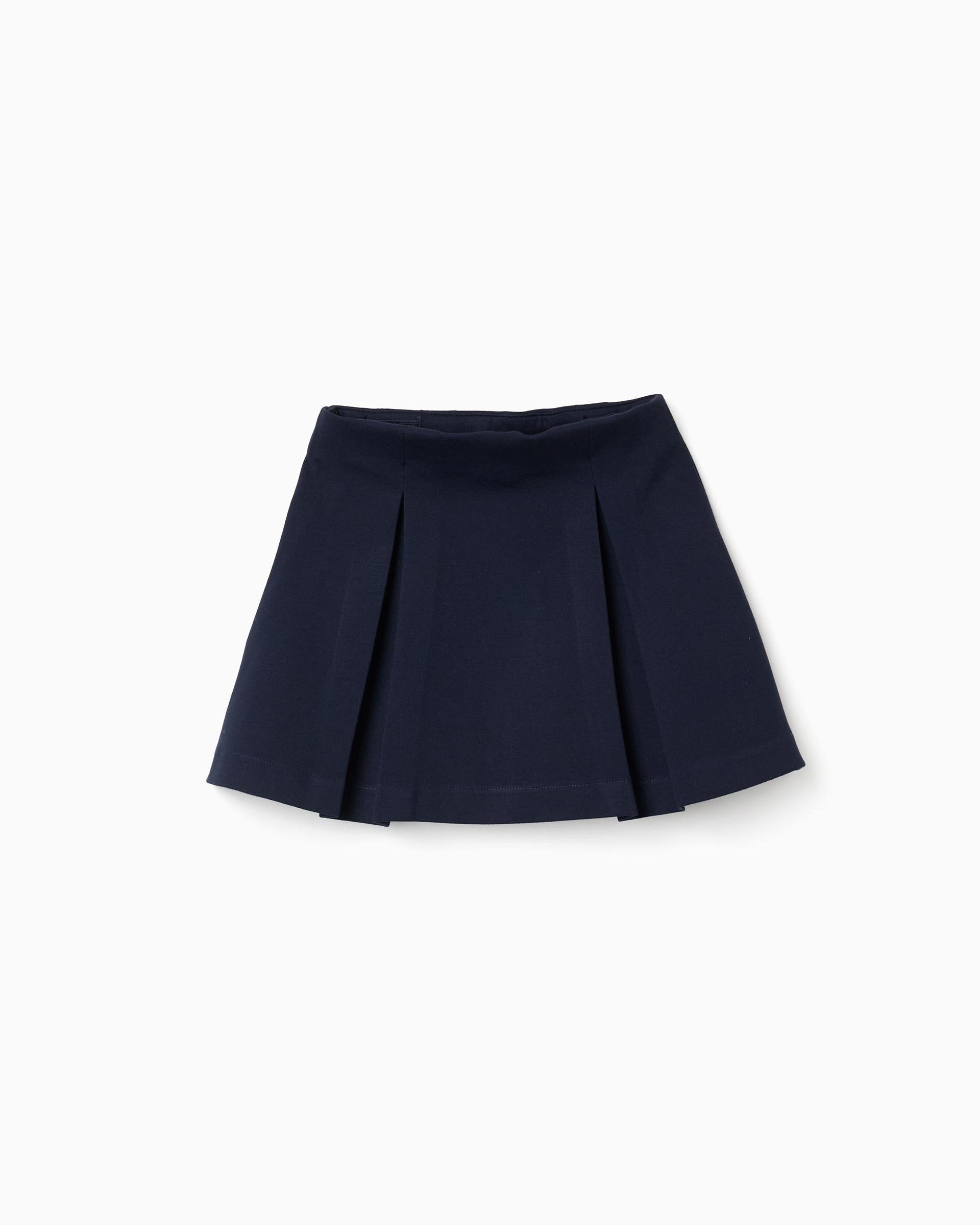 Imagen 0 de Falda de niña de punto roma y con pliegues Azul marino