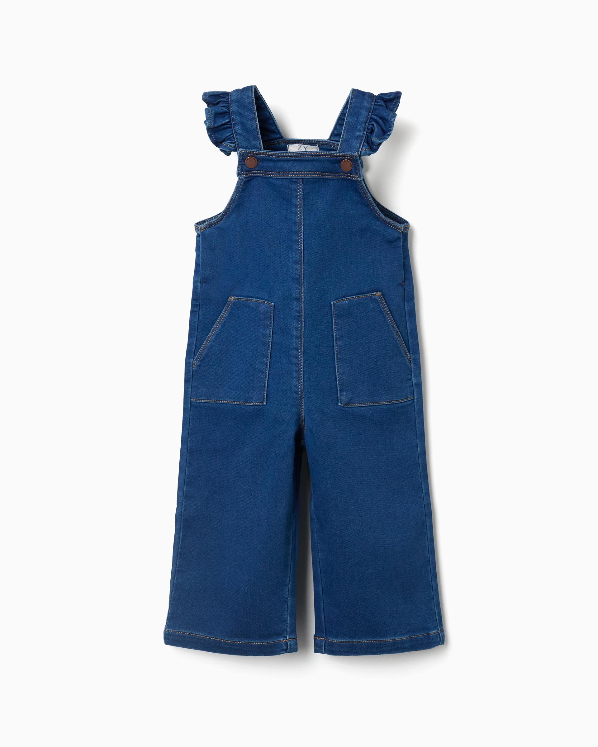 Imagen 0 de Mono de bebé niña con bolsillos y tirantes ajustables Azul