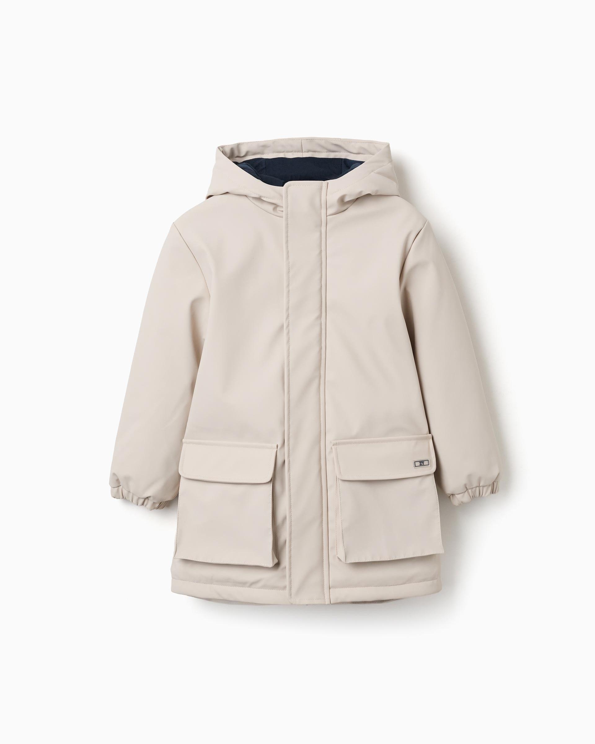 Chubasquero de niño engomado con capucha y acolchado - Zippy - Beige Beige-3