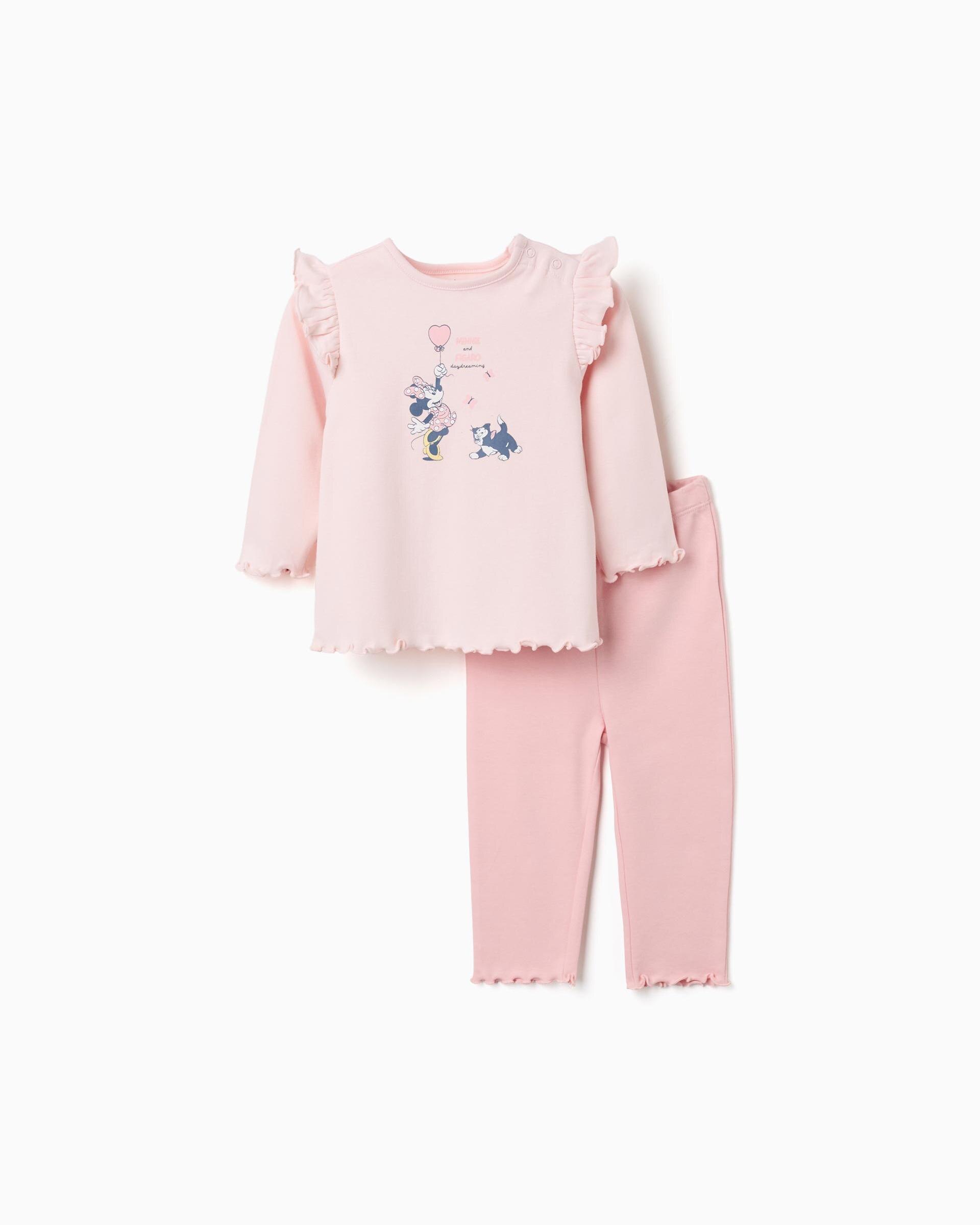 Imagen 0 de Pijama de bebé niña 100% algodón y con estampado minnie Rosa