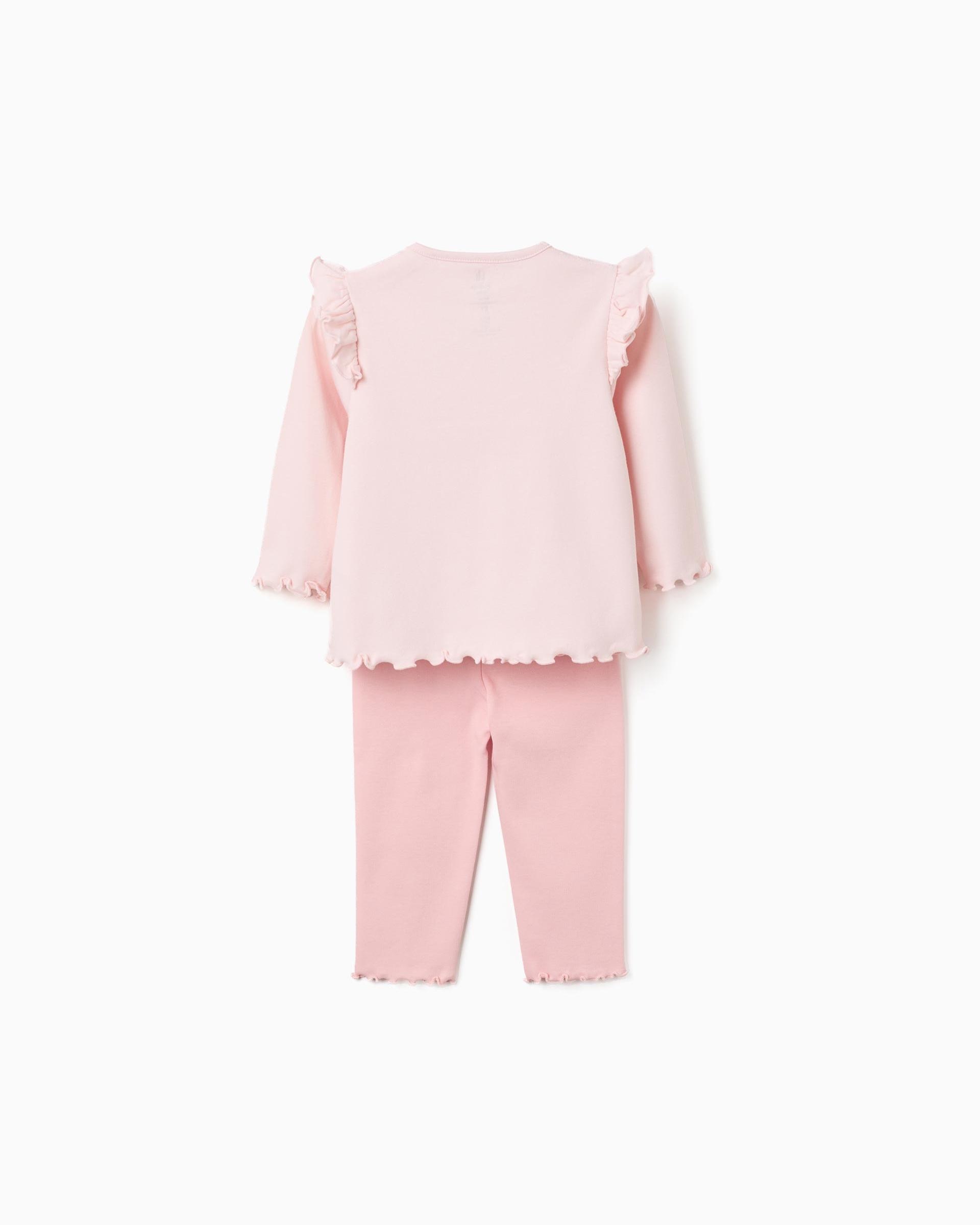 Pijama de bebé niña 100% algodón y con estampado minnie - Zippy - Rosa Rosa-3