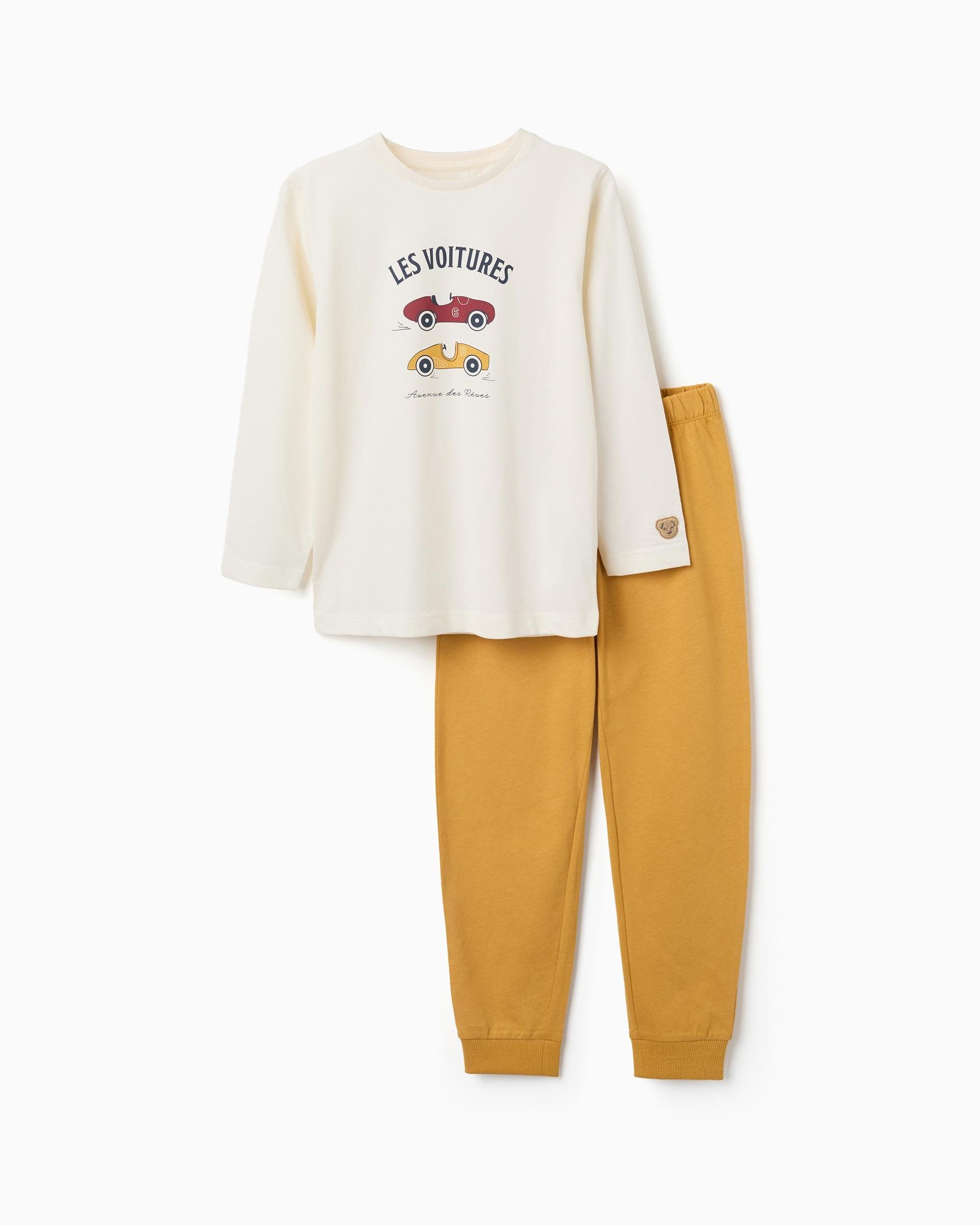 Imagen 0 de Pijama de niño 100% algodón y con estampado de coches Blanco
