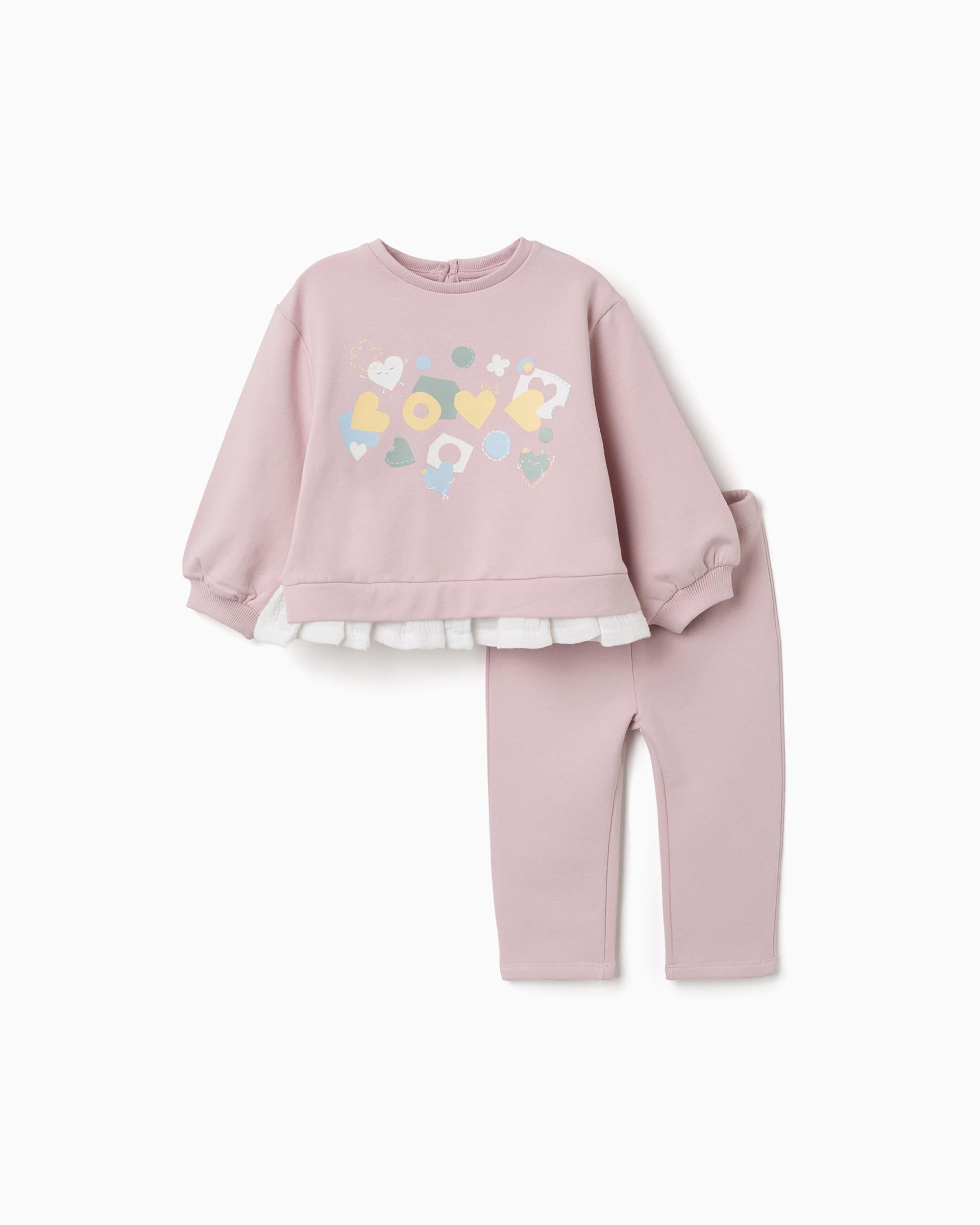 Imagen 0 de Chándal de bebé niña perchado y con estampado Lila