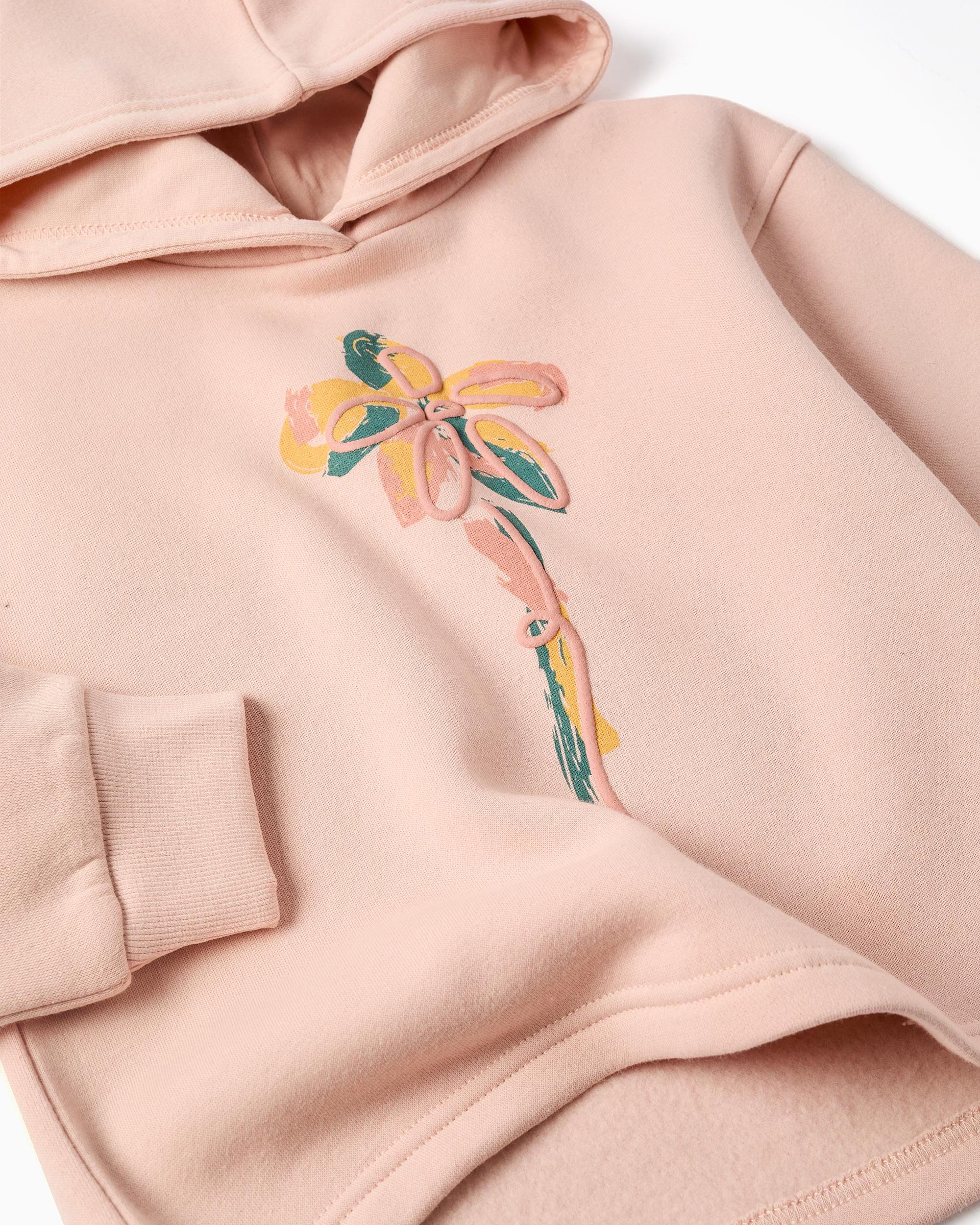 Sudadera de niña perchada y con estampado floral - Zippy - Rosa Rosa-2