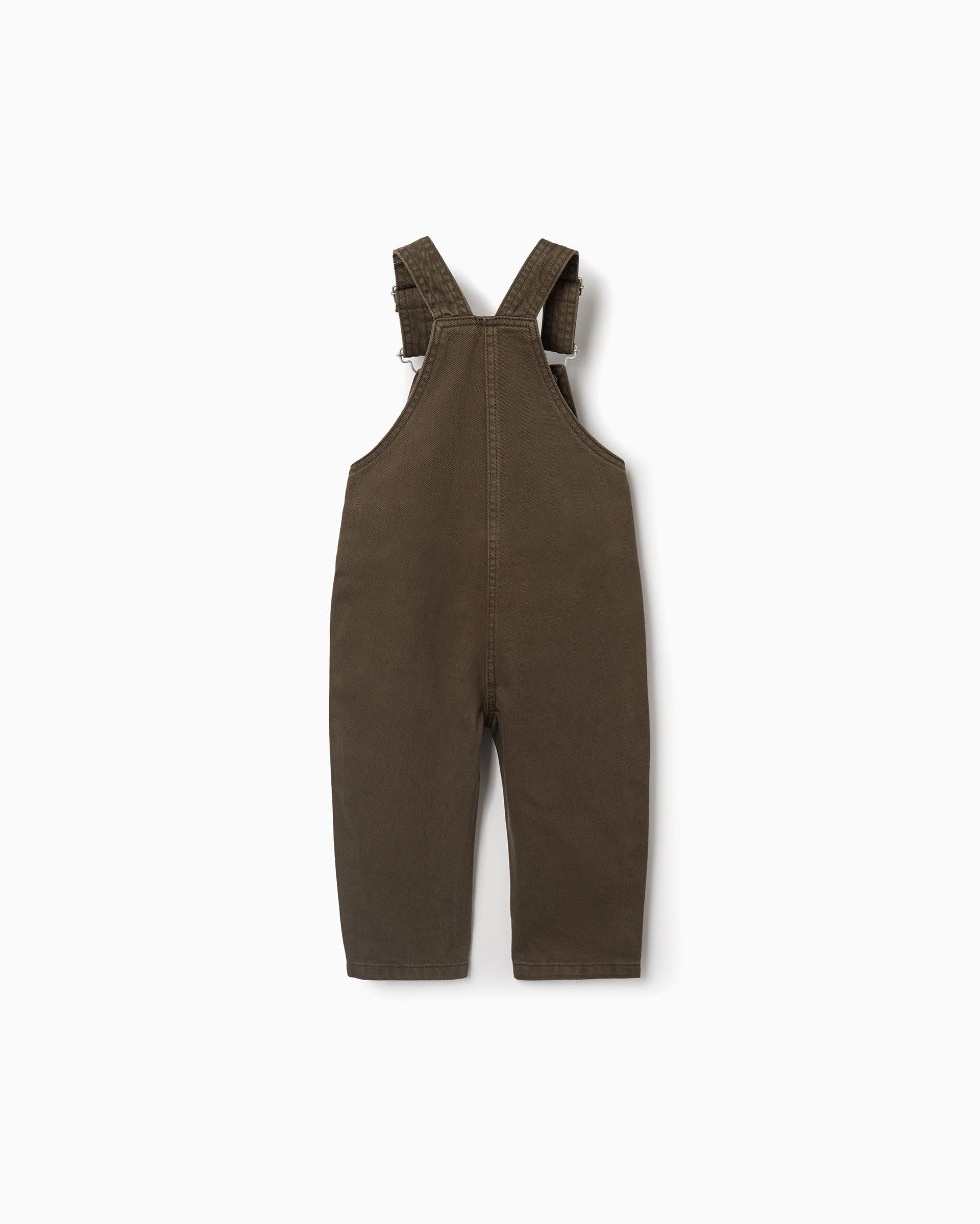 Peto de bebé niño de sarga y con bolsillo delantero - Zippy - Verde oscuro Verde oscuro-3