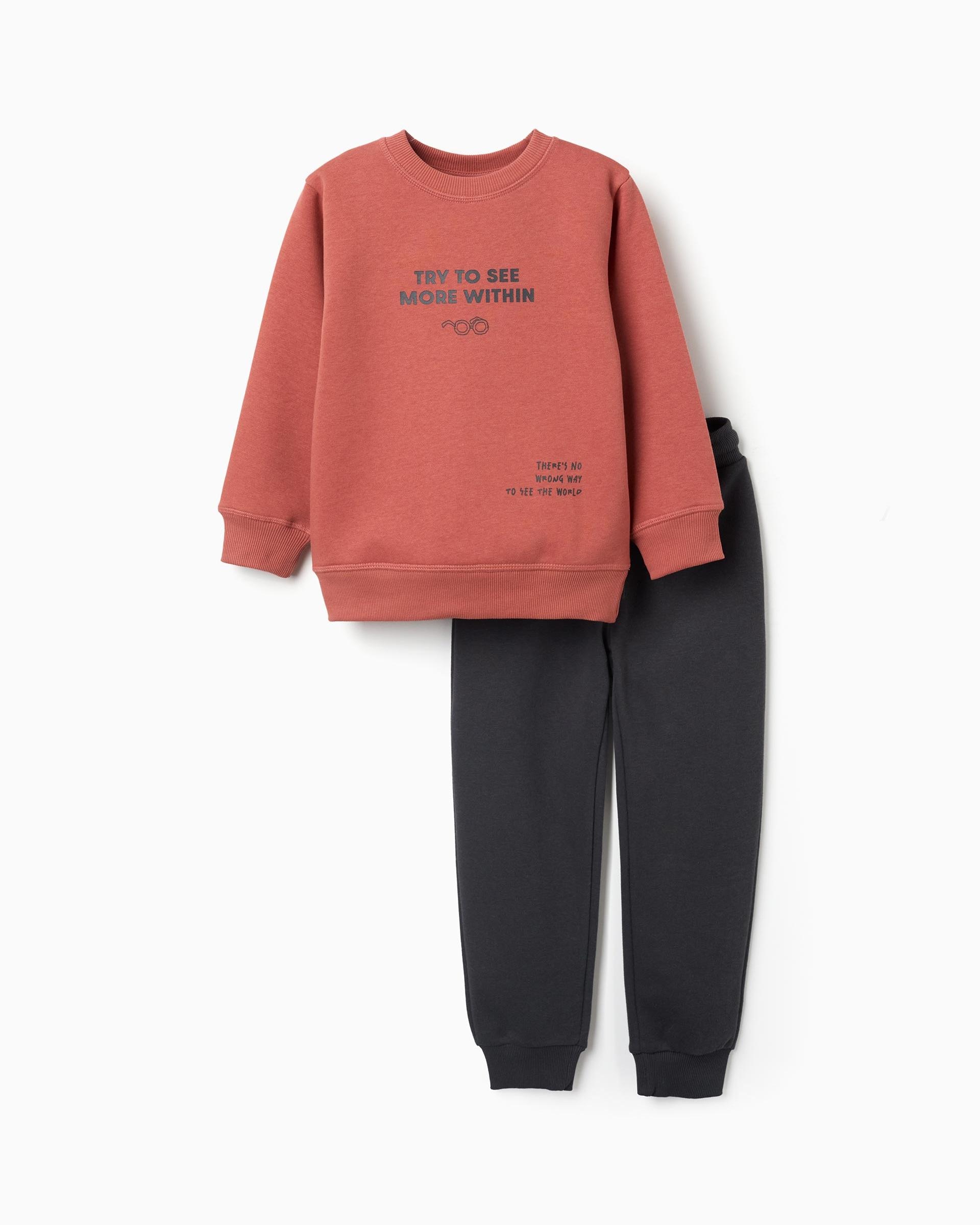 Imagen 0 de Conjunto de ropa deportiva de niño perchado y con estampado Marrón