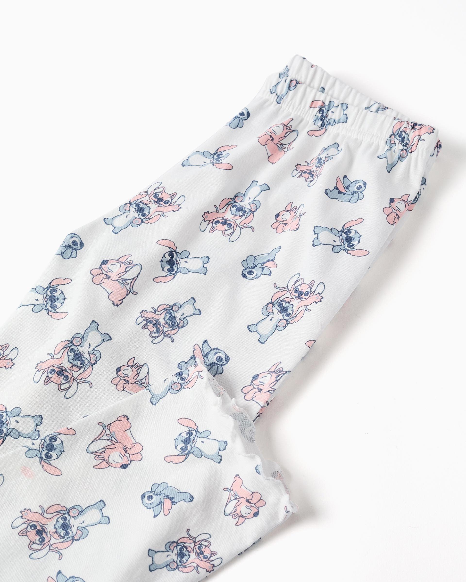 Pijama de niña 100% algodón y con estampado stitch y angel - Zippy - Azul claro Azul claro-4