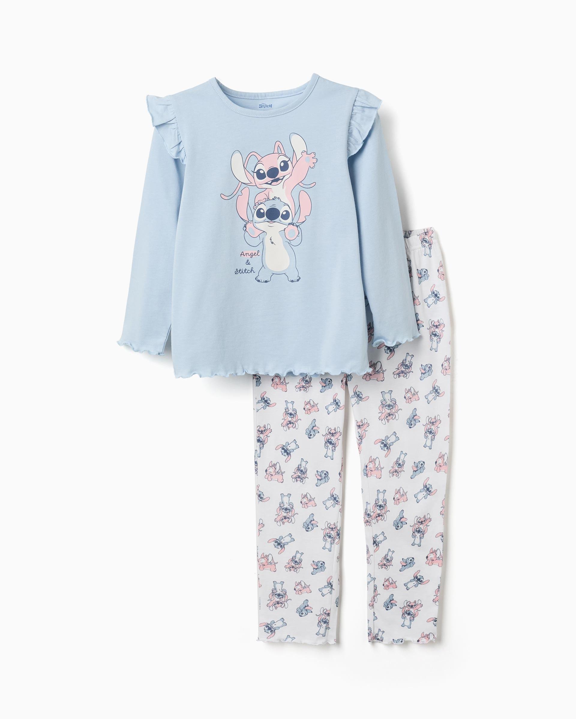 Imagen 1 de Pijama de niña 100% algodón y con estampado stitch y angel Azul claro