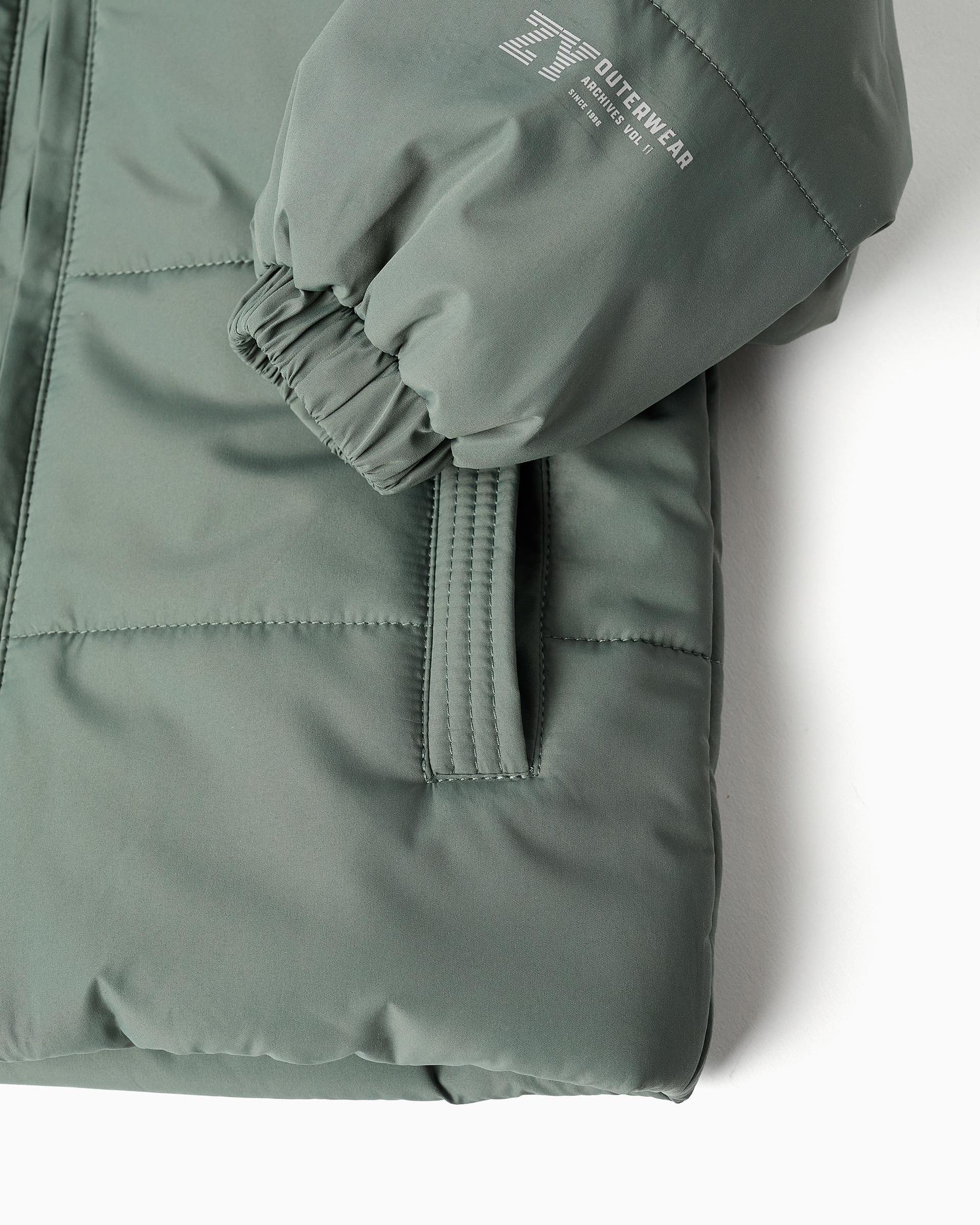 Plumífero de bebé niño acolchada y con capucha desmontable - Zippy - Verde oscuro Verde oscuro-5