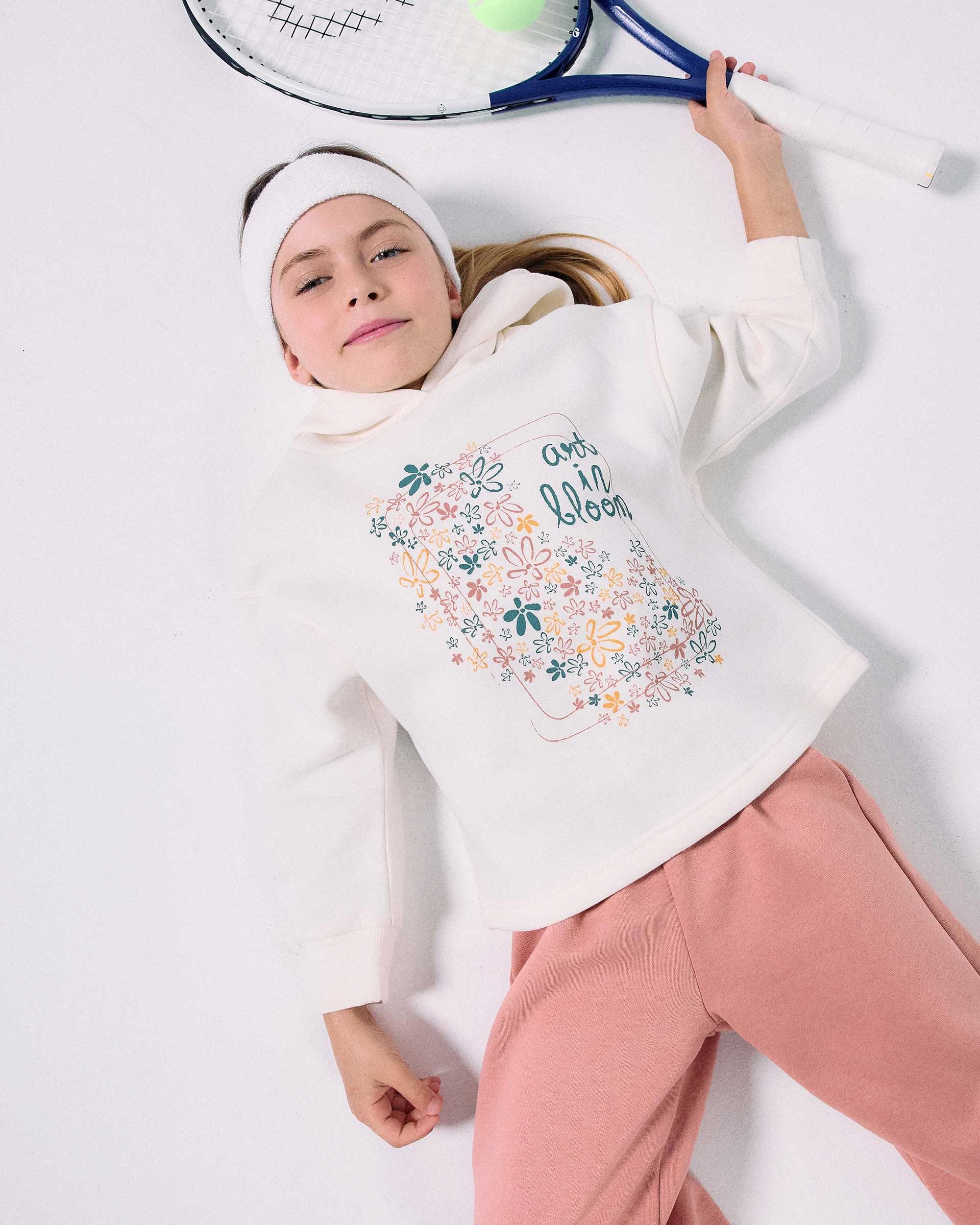 Sudadera de niña perchada y con estampado floral - Zippy - Blanco Blanco-1