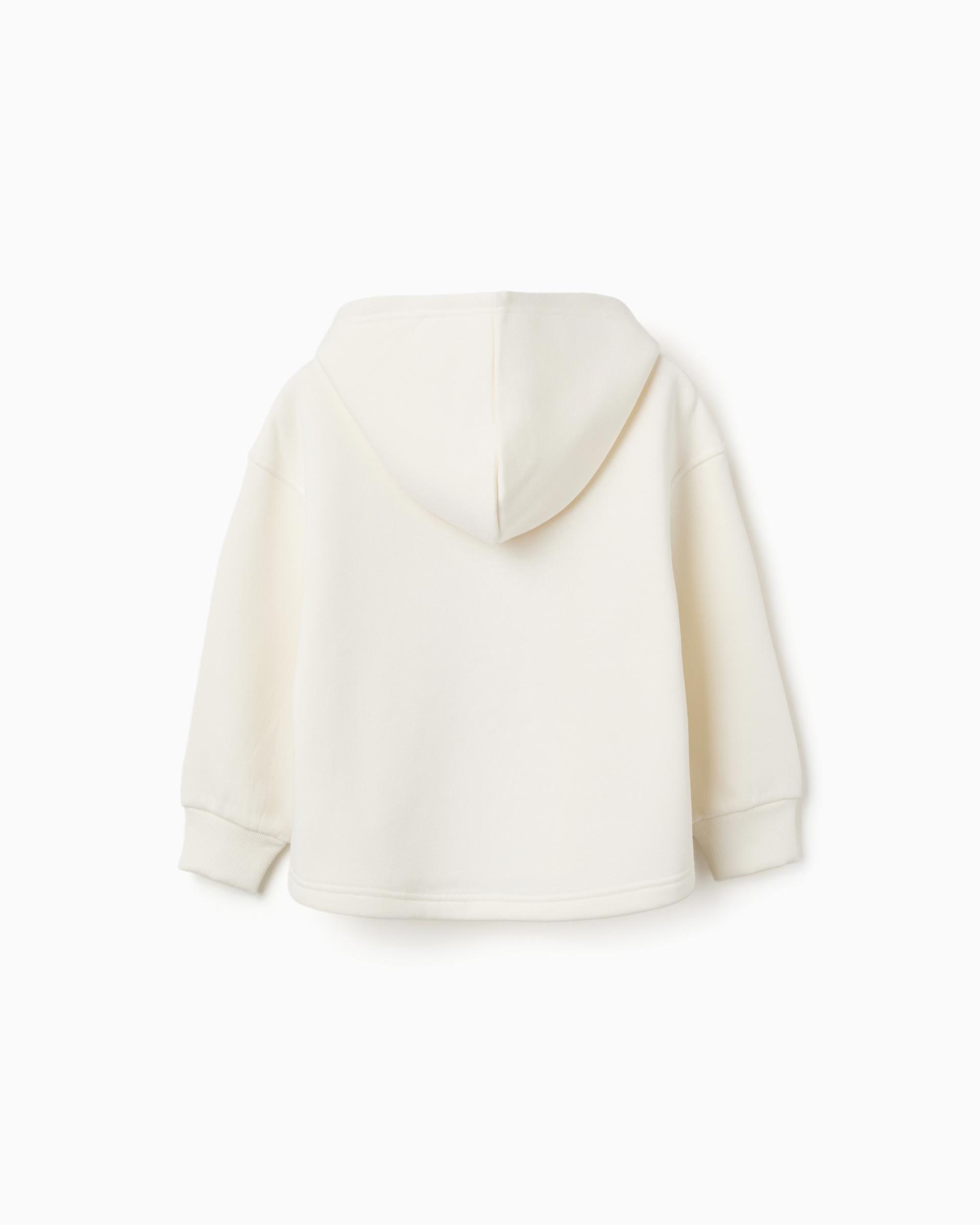 Sudadera de niña perchada y con estampado floral - Zippy - Blanco Blanco-2