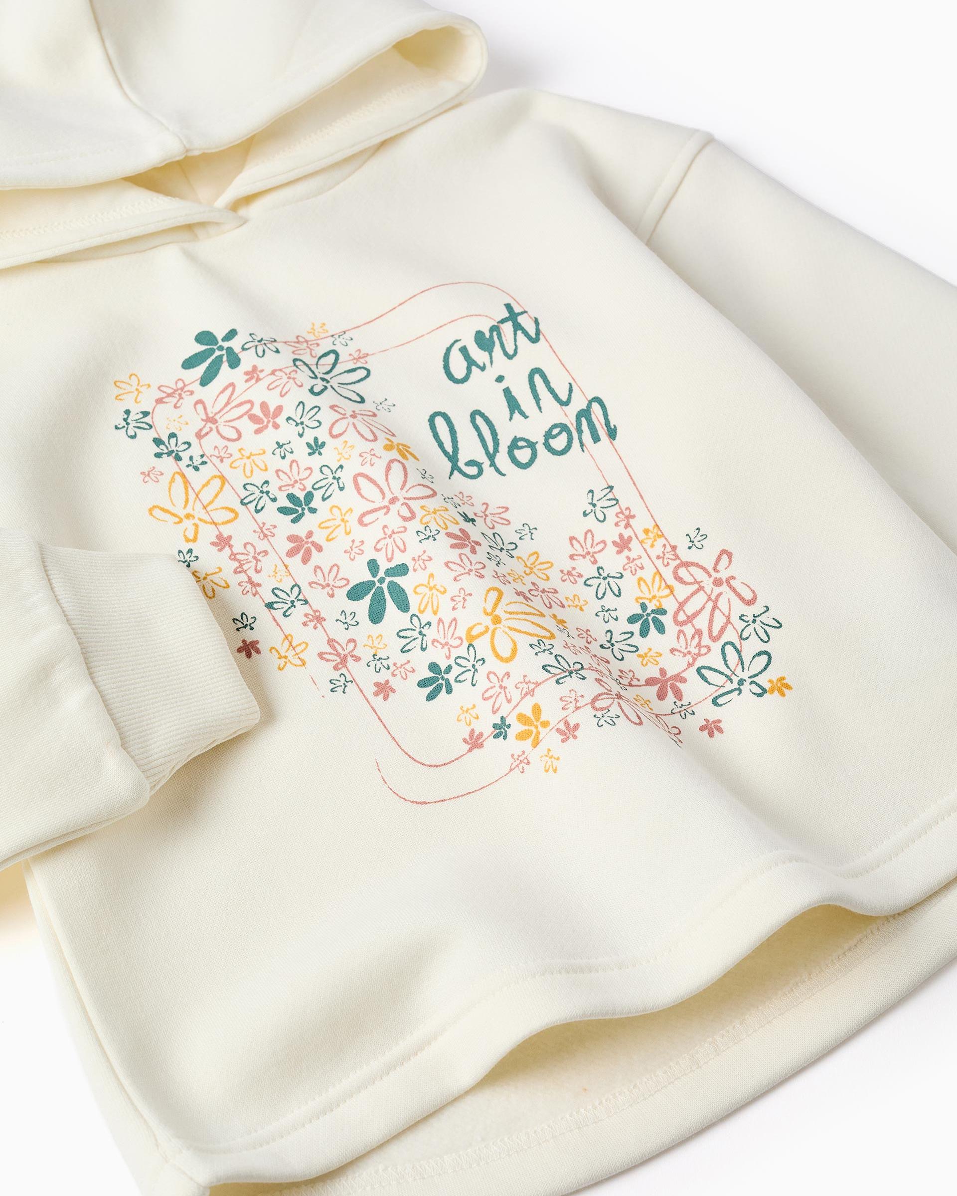 Sudadera de niña perchada y con estampado floral - Zippy - Blanco Blanco-4