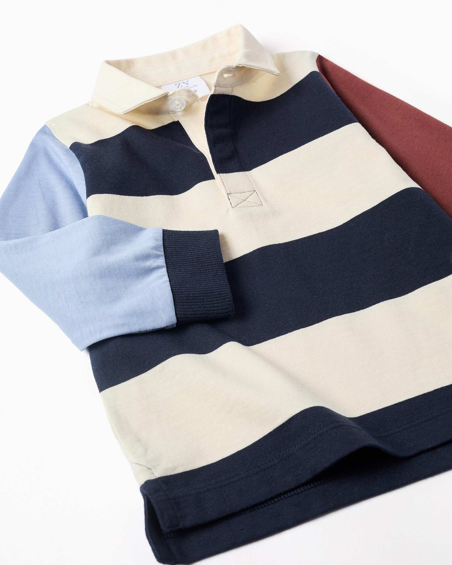 Polo de bebé niño 100% algodón y a rayas - Zippy - Azul marino Azul marino-2