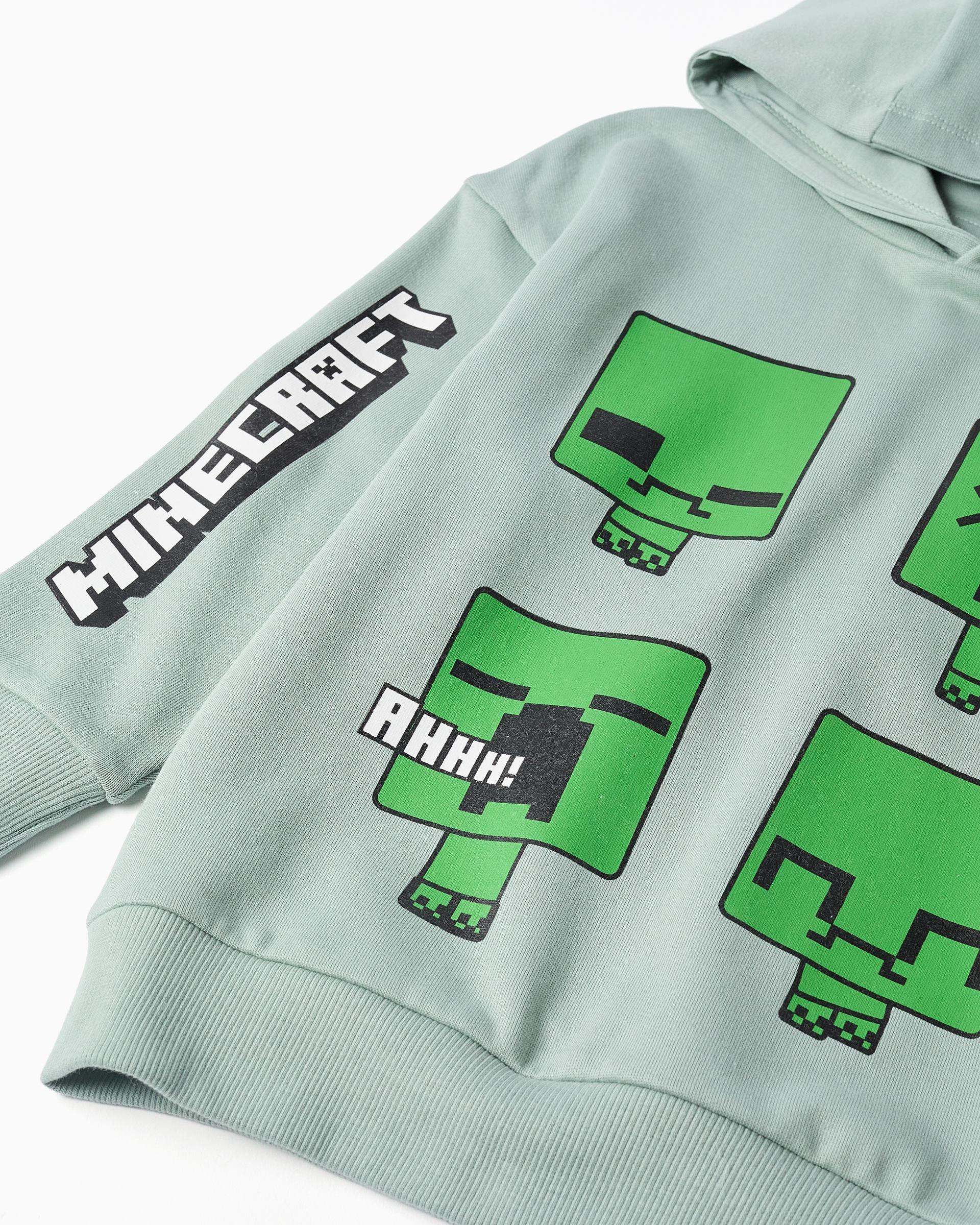 Sudadera de niño perchada y con estampado minecraft - Zippy - Verde Verde-2