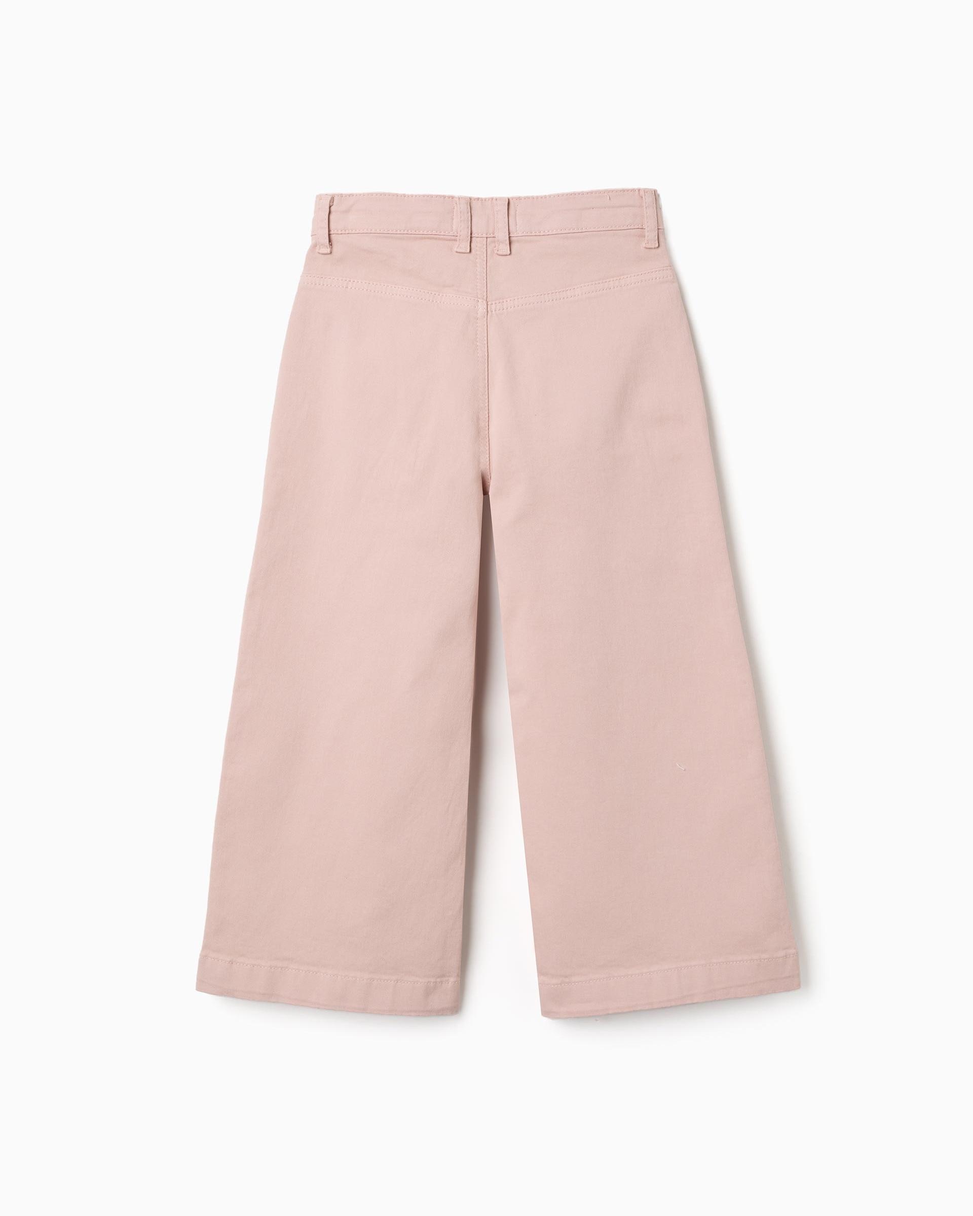 Pantálon de niña de sarga y de pierna ancha - Zippy - Rosa Rosa-3