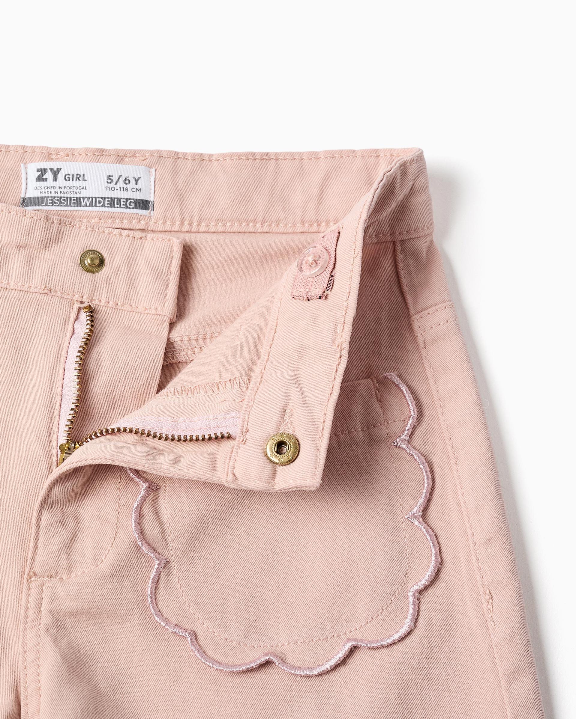Pantálon de niña de sarga y de pierna ancha - Zippy - Rosa Rosa-2