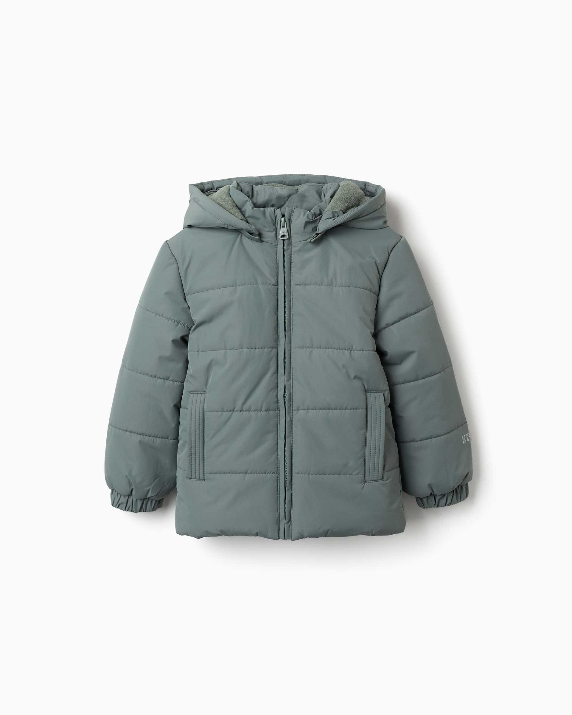 Plumífero de niño con acolchado y capucha - Zippy - Verde oscuro Verde oscuro-1