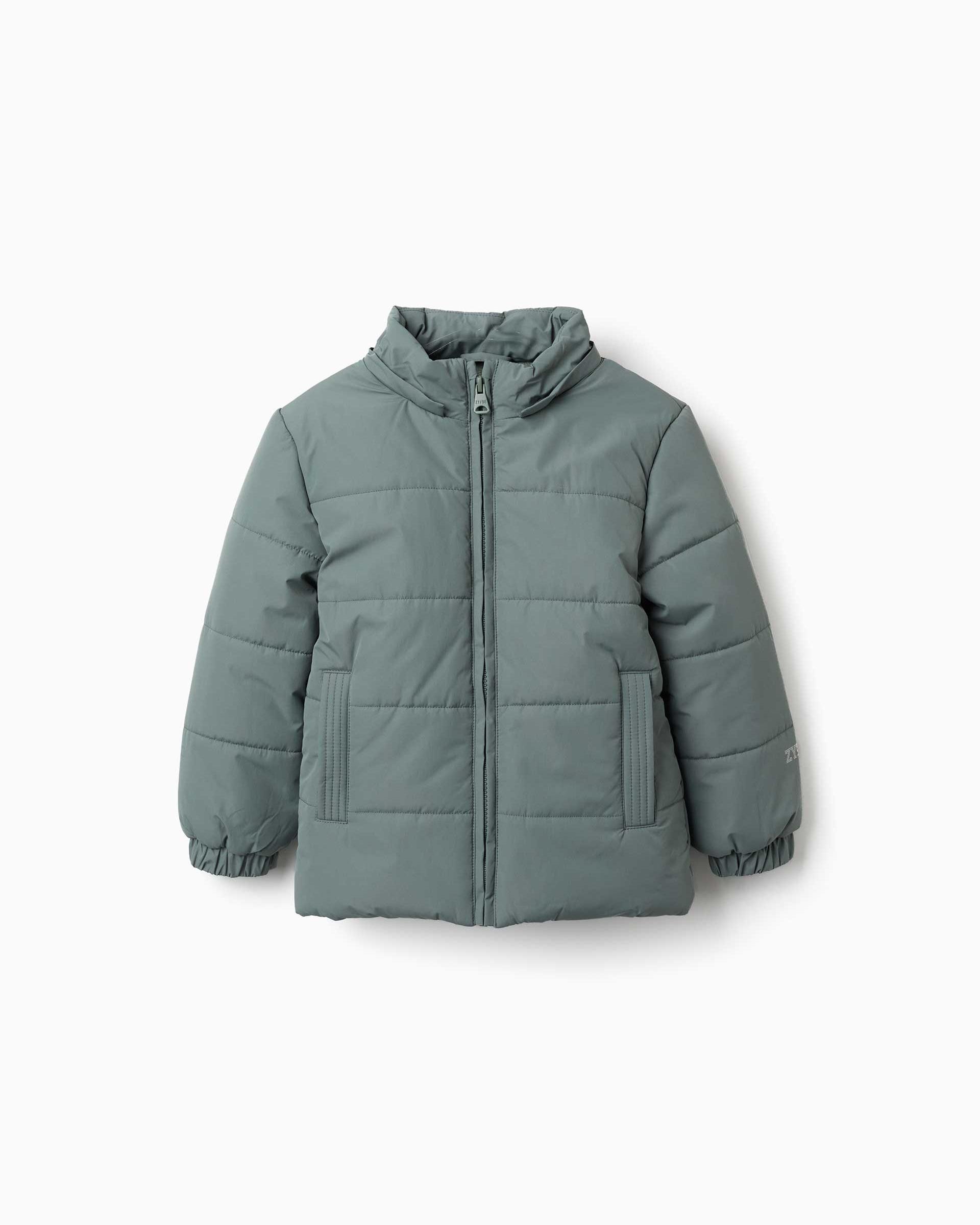 Plumífero de niño con acolchado y capucha - Zippy - Verde oscuro Verde oscuro-4