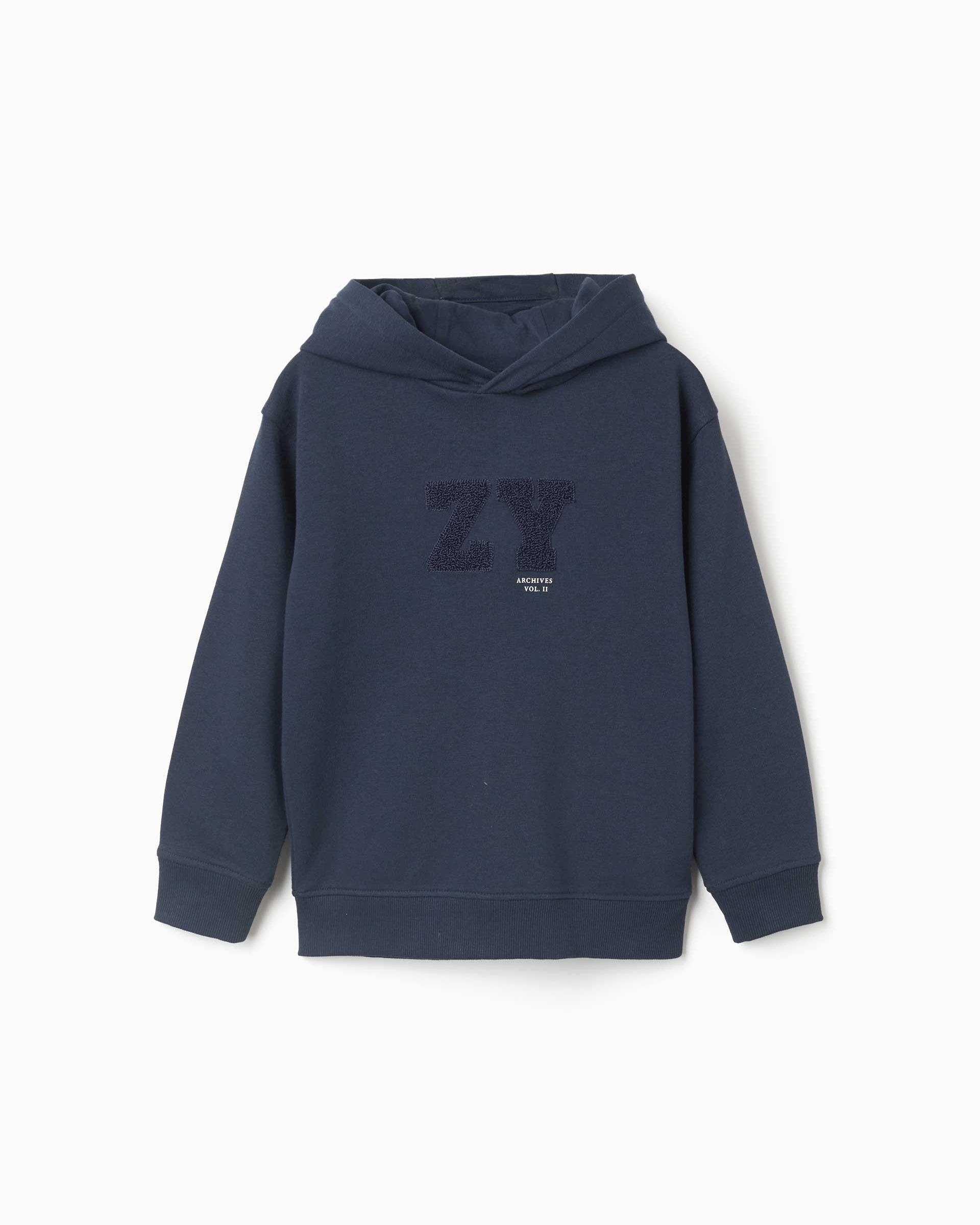 Imagen 1 de Sudadera de niño com capucha y estampado Azul marino