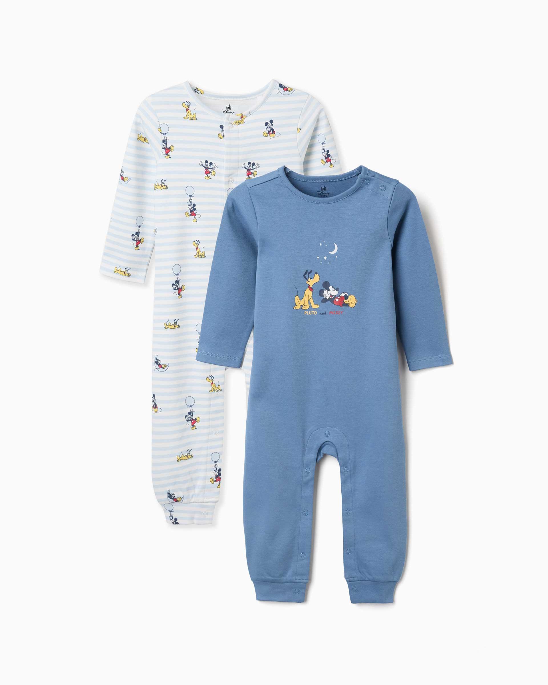 Imagen 0 de Pack de 2 pijamas peleles de bebé niño 100% algodón y con estampado mickey Multicolor