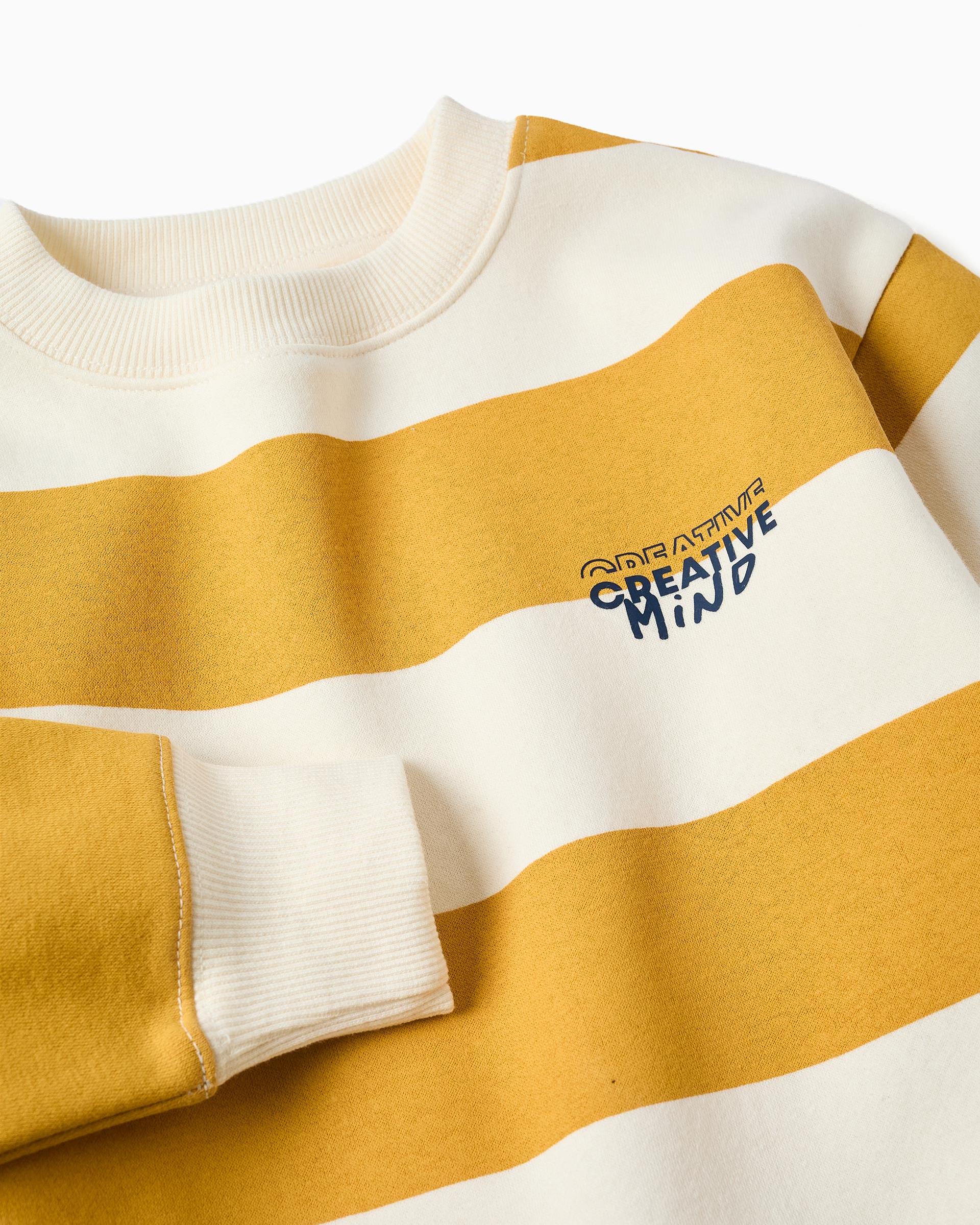 Sudadera de niño perchada y a rayas - Zippy - Amarillo Amarillo-4