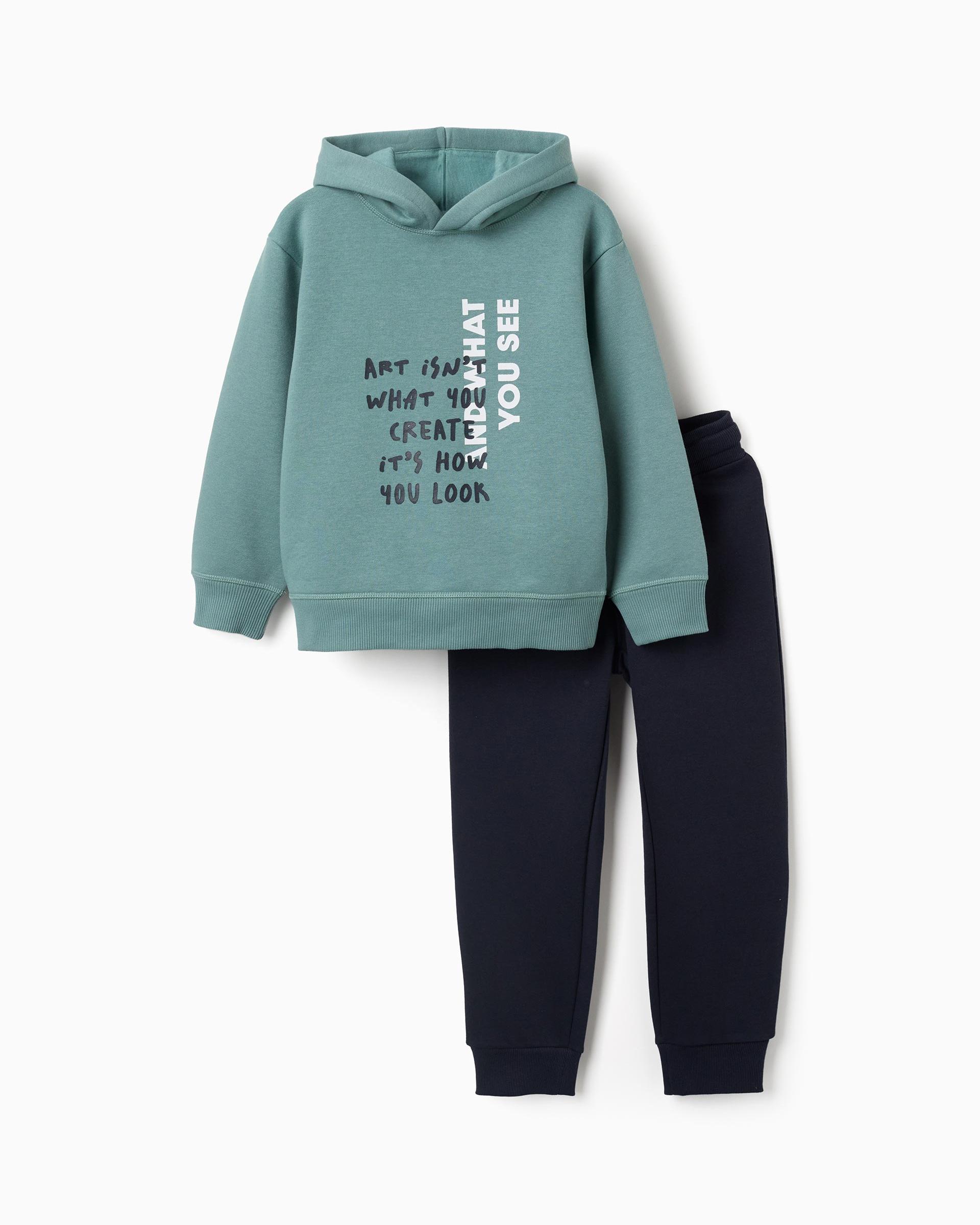 Imagen 0 de Conjunto de ropa deportiva de niño perchado y con estampado Verde claro