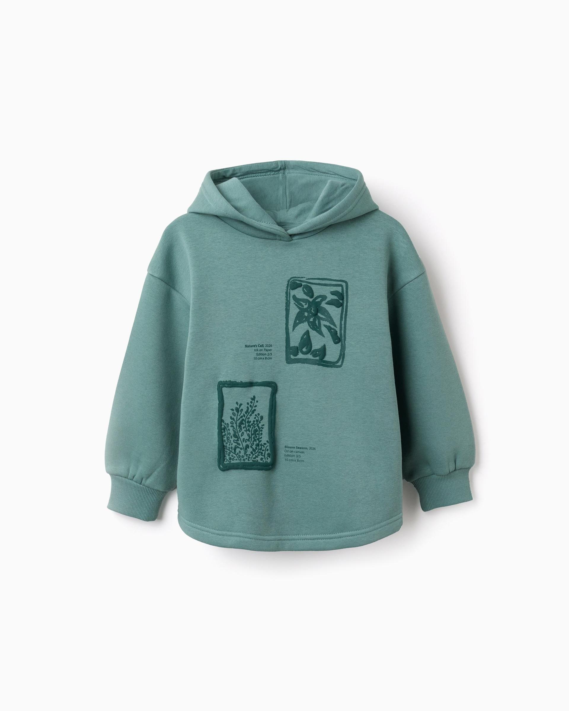 Sudadera de niña perchada y con estampado floral - Zippy - Verde claro Verde claro-1