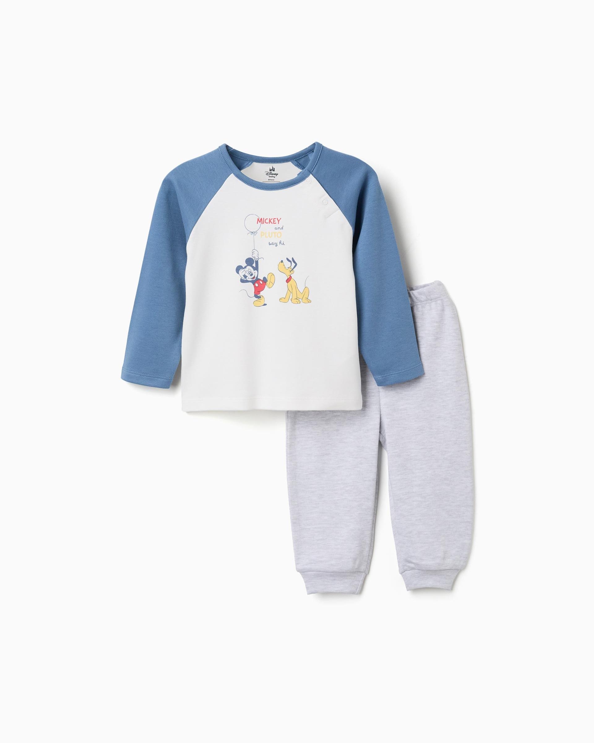 Imagen 0 de Pijama de bebé niño 100% algodón y con estampado mickey Azul