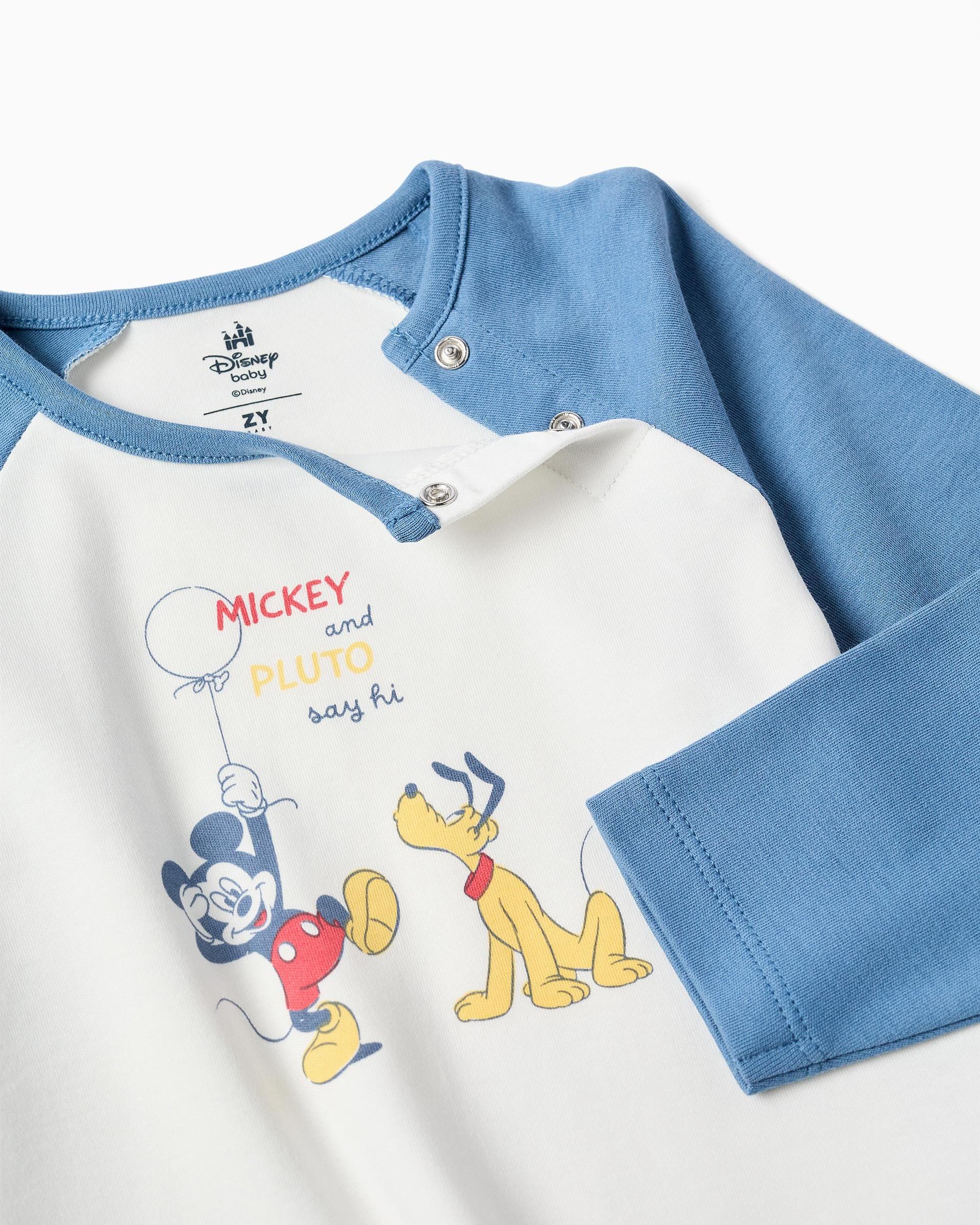 Pijama de bebé niño 100% algodón y con estampado mickey - Zippy - Azul Azul-2