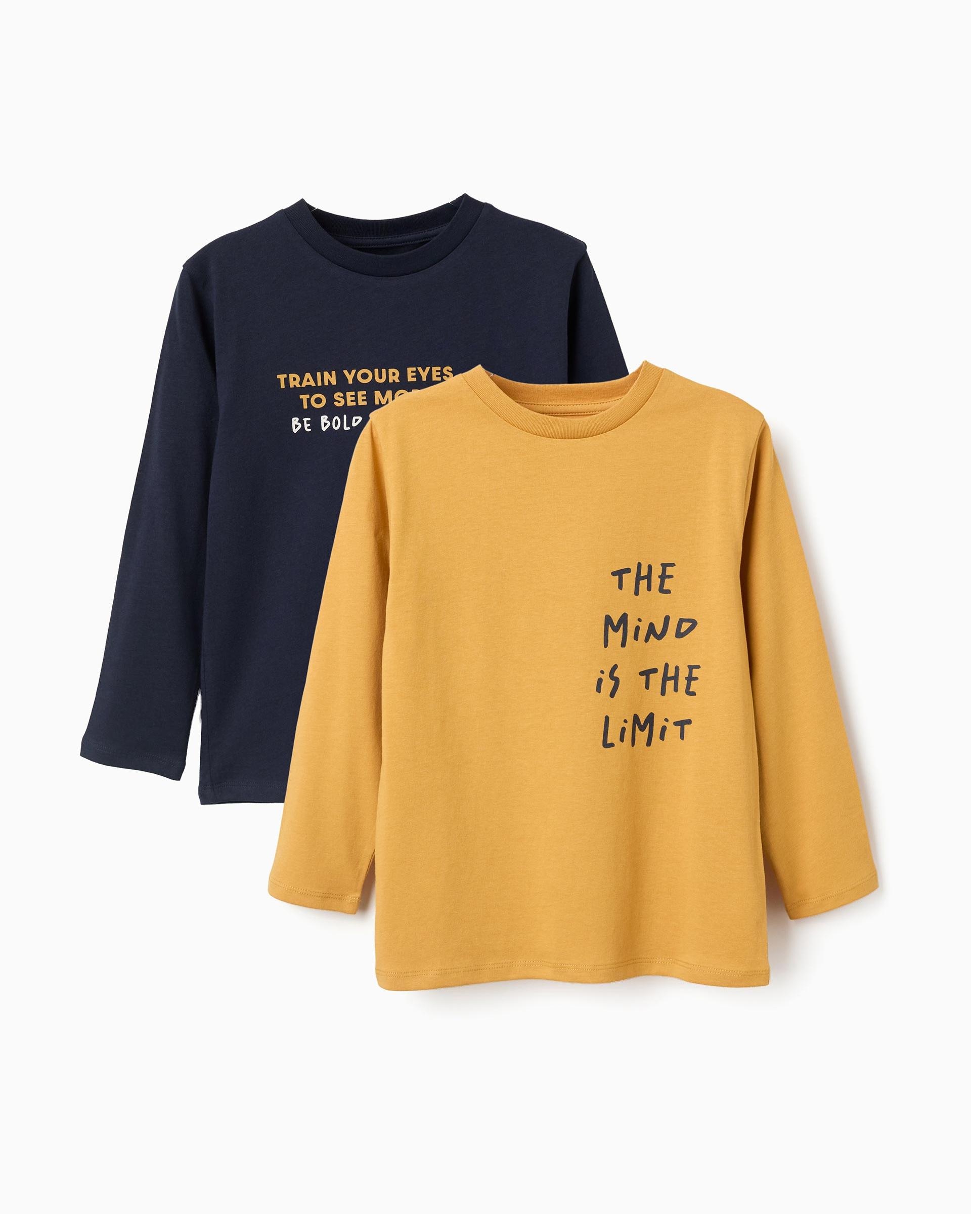 Imagen 1 de Pack de 2 camisetas de niño 100% algodón y con estampado Amarillo