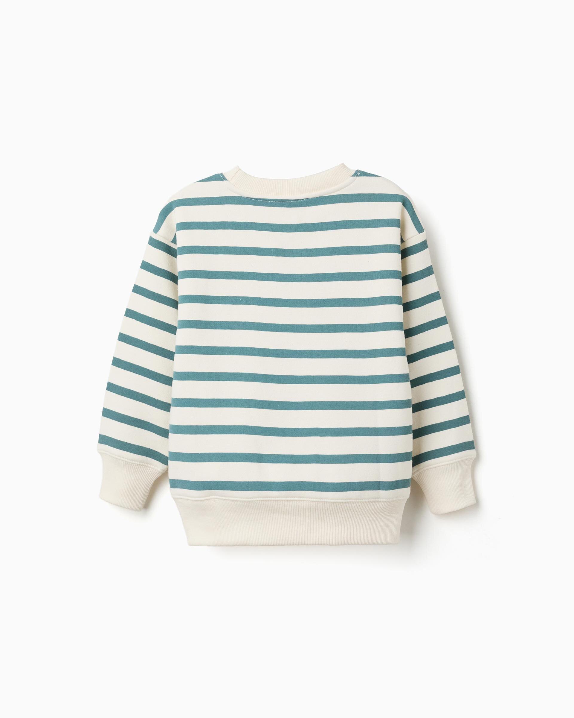 Sudadera de niño perchada y a rayas - Zippy - Verde claro Verde claro-3